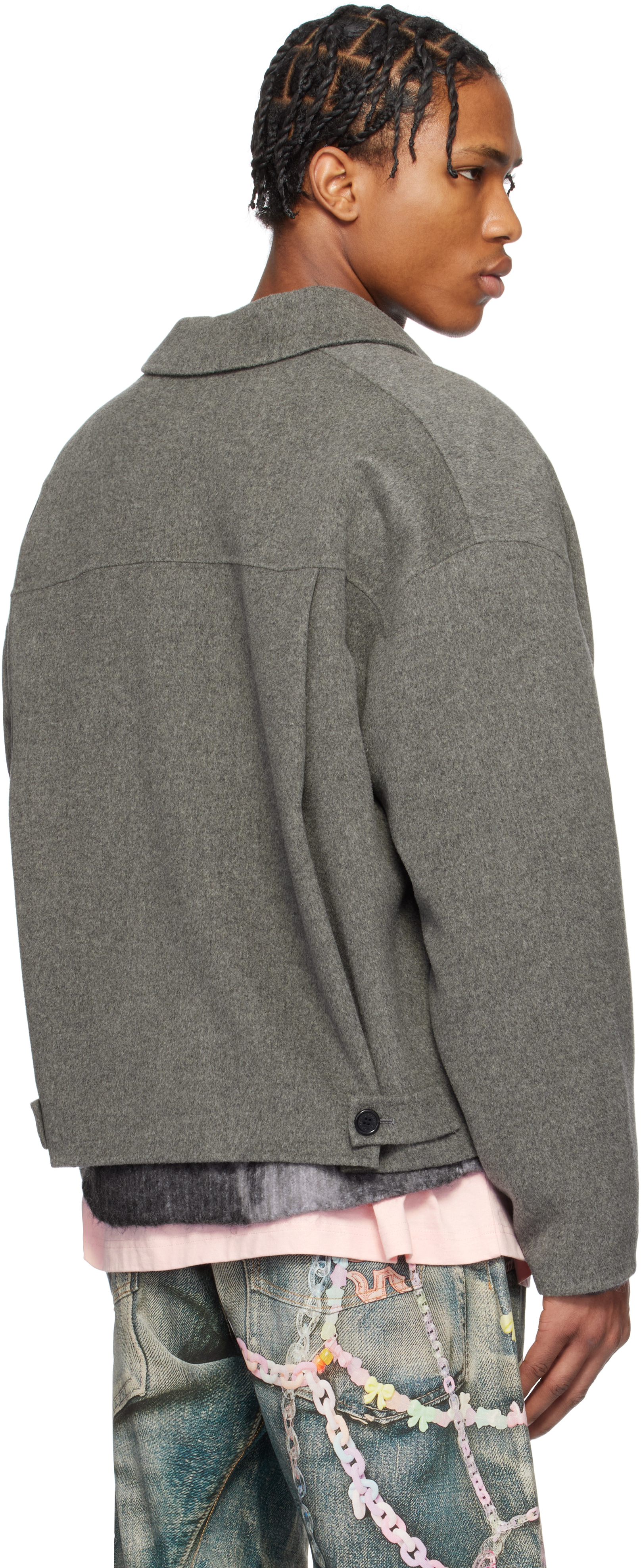 Acne Studios Wool Bomber Jacket In 990 Grey Melange