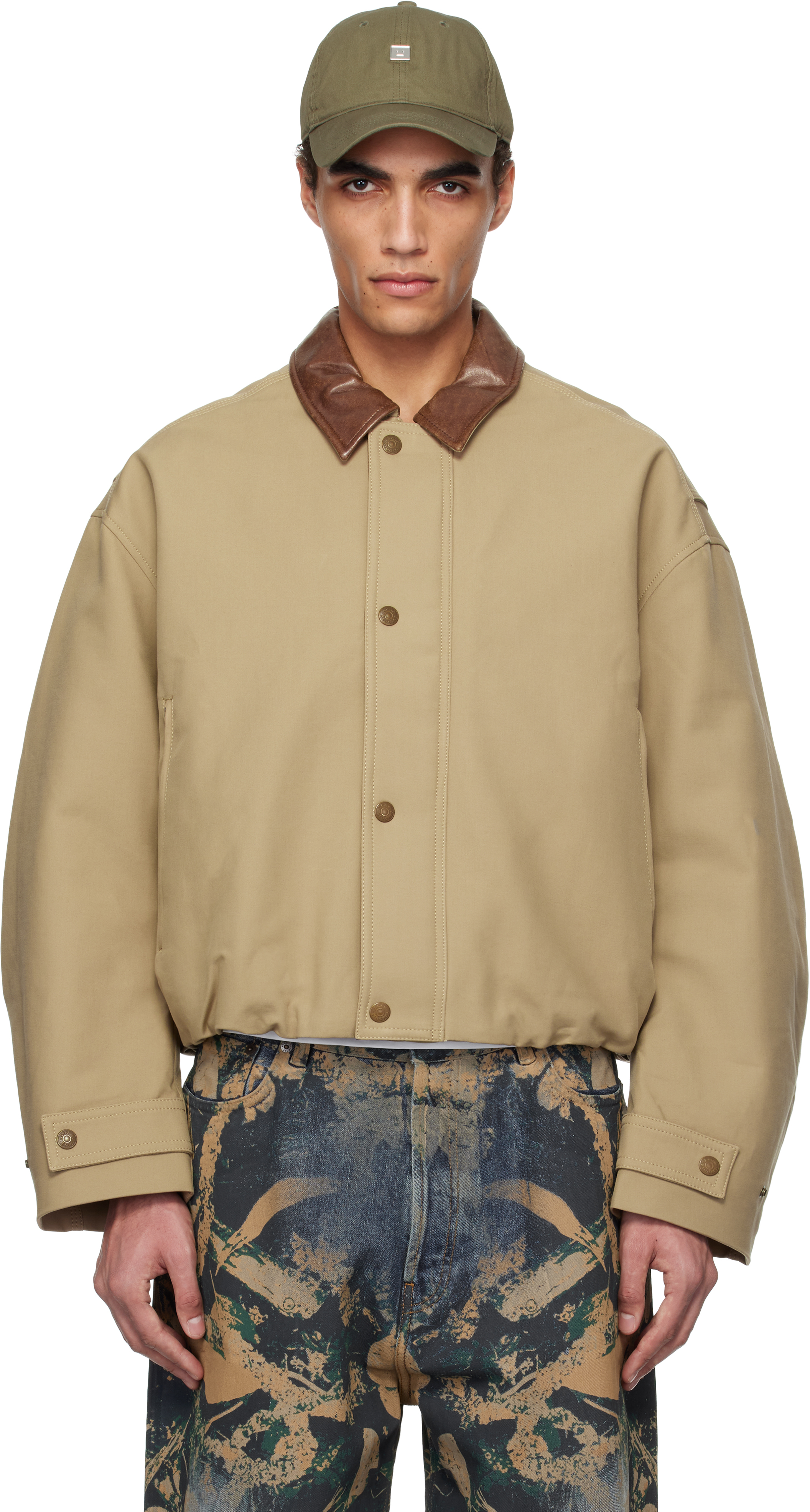 Acne Studios Opado Double Cotton Twill Jacket Khaki Beige In Cvi 