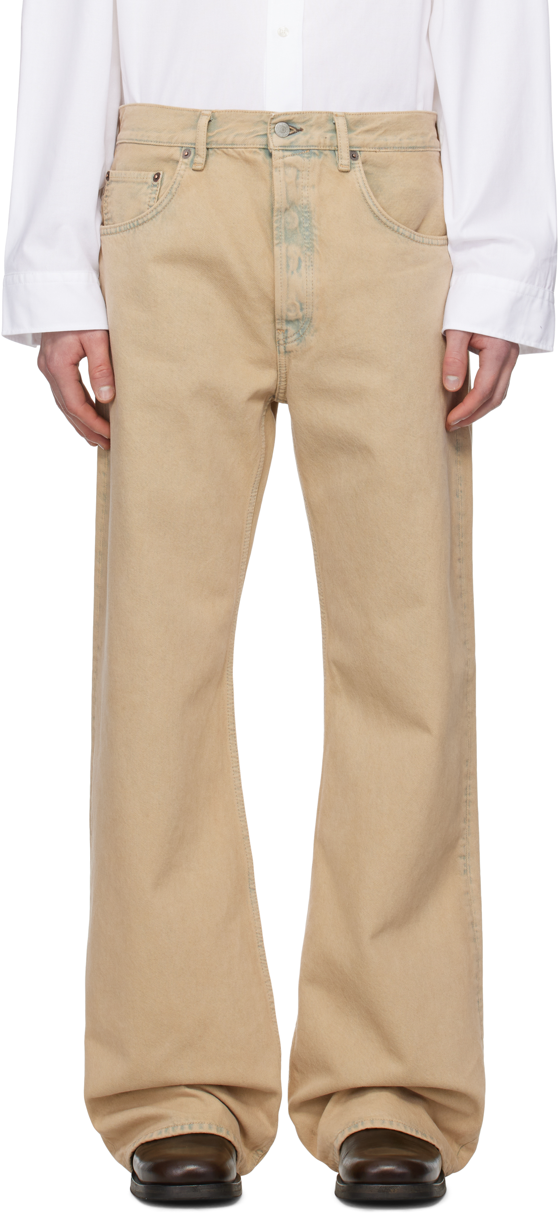 Acne Studios: ベージュ 2021M ルーズフィット ジーンズ Acne Studios: ベージュ 2021M ルーズフィット ジーンズ