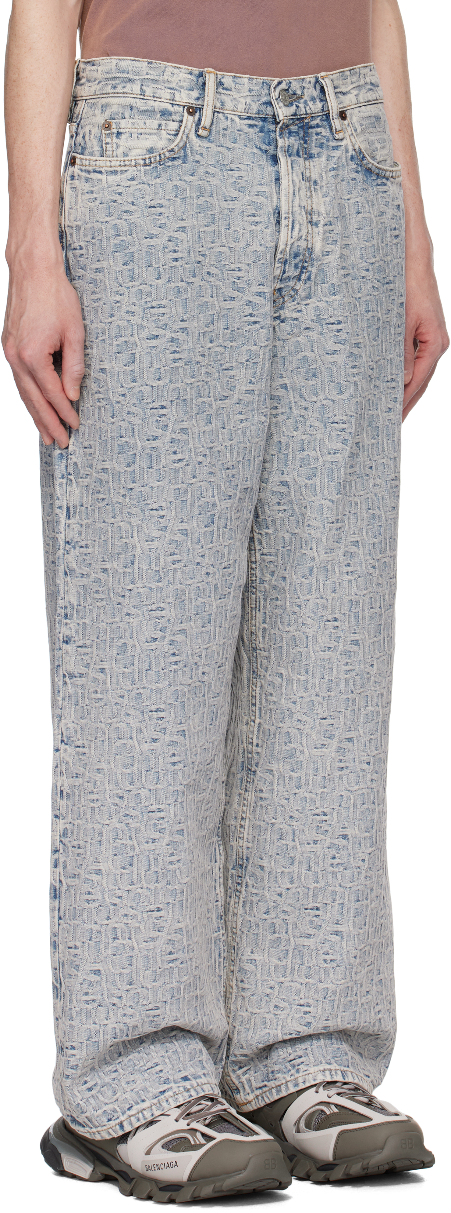 ACNE STUDIOS BLUE BAGGY FIT 1981M MONOGRAM JEANS