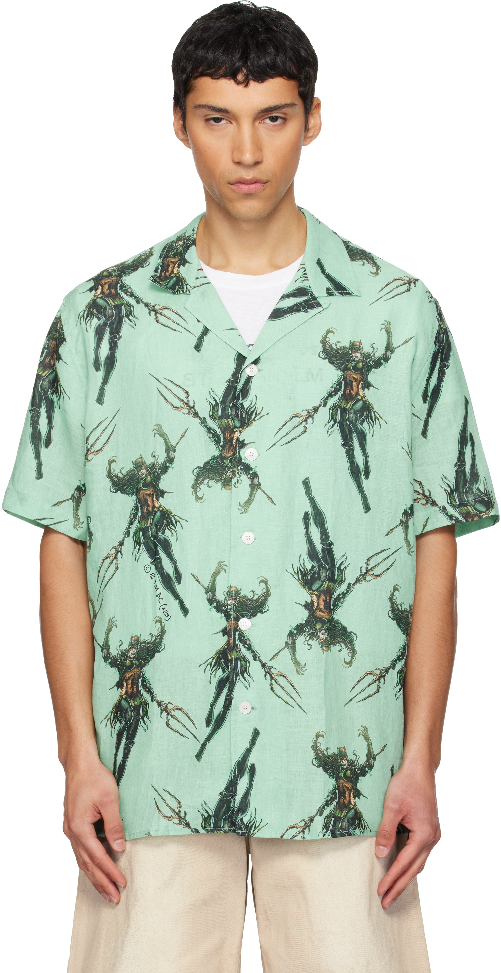 Green Linen Shirt by Acne Studios on Sale