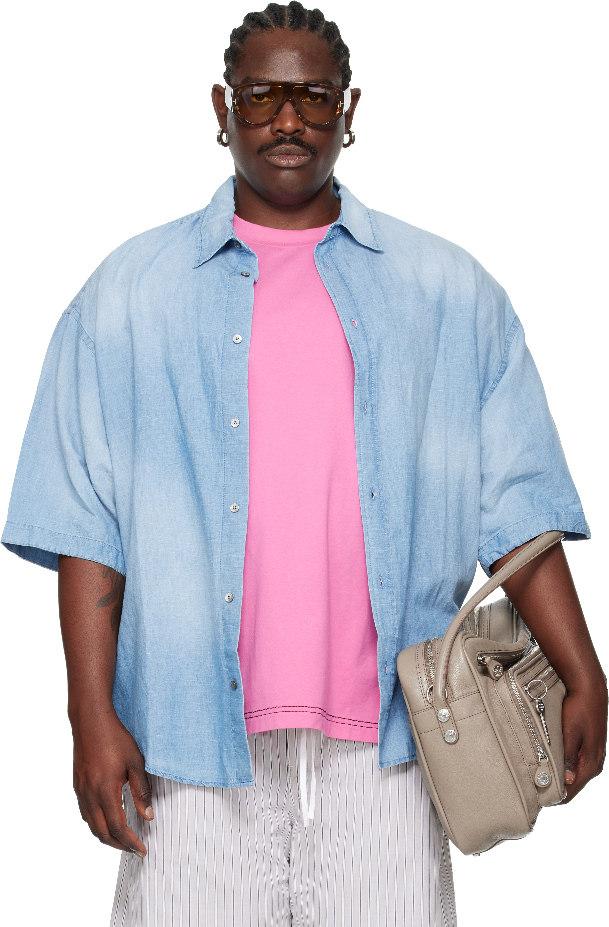 Acne Studios Blue Back Print Shirt In Blue