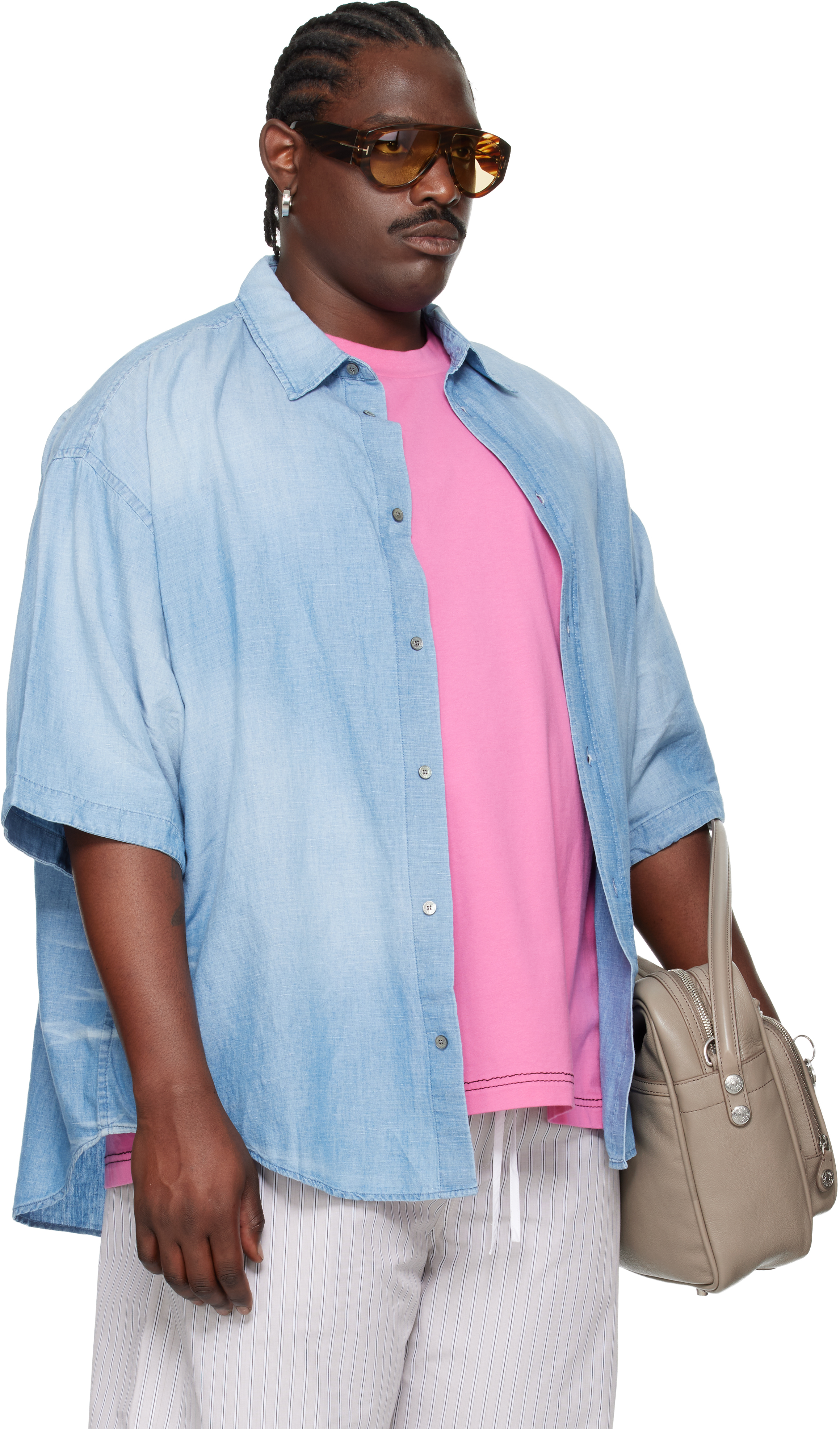 Acne Studios Blue Back Print Shirt In Blue