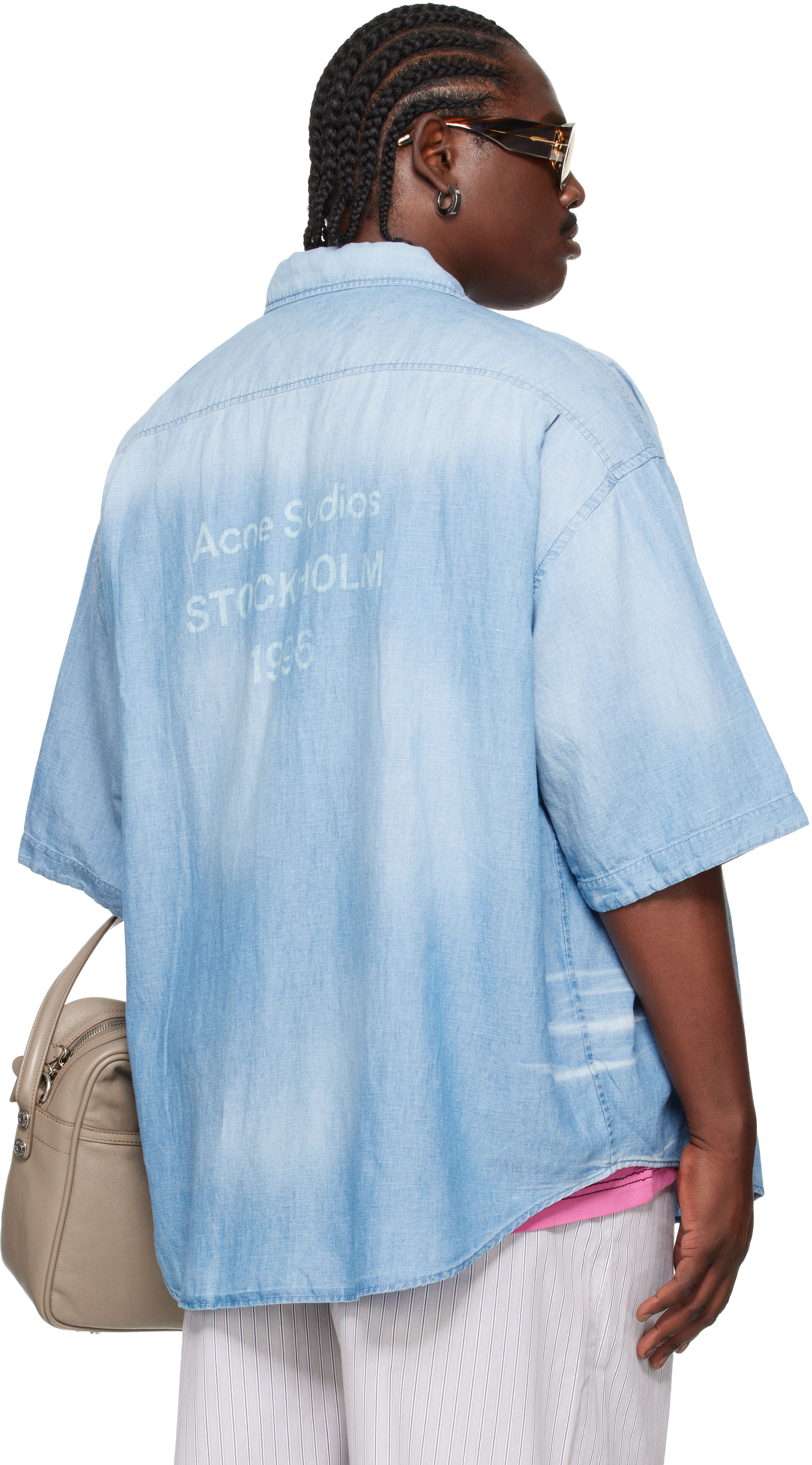 Acne Studios Blue Back Print Shirt In Blue