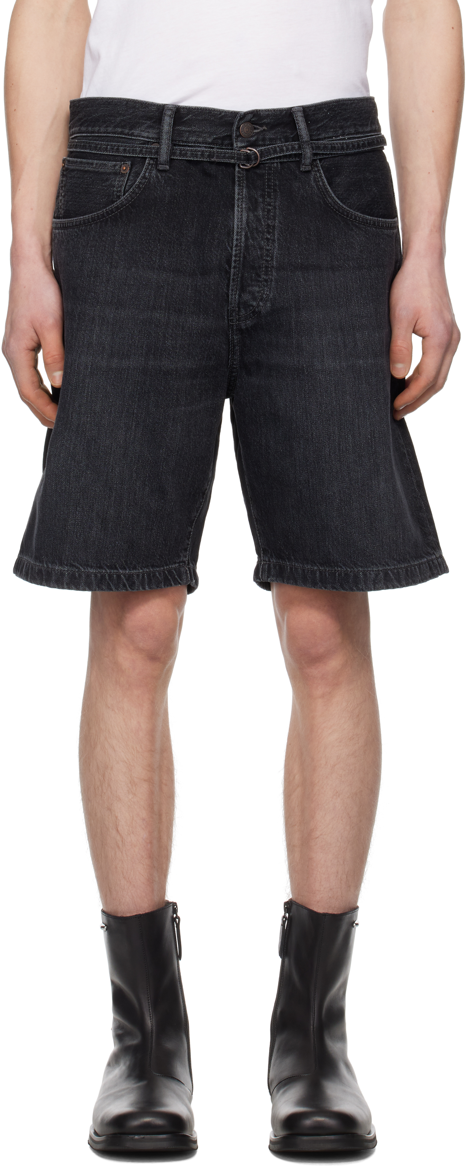Black Loose Fit Denim Shorts