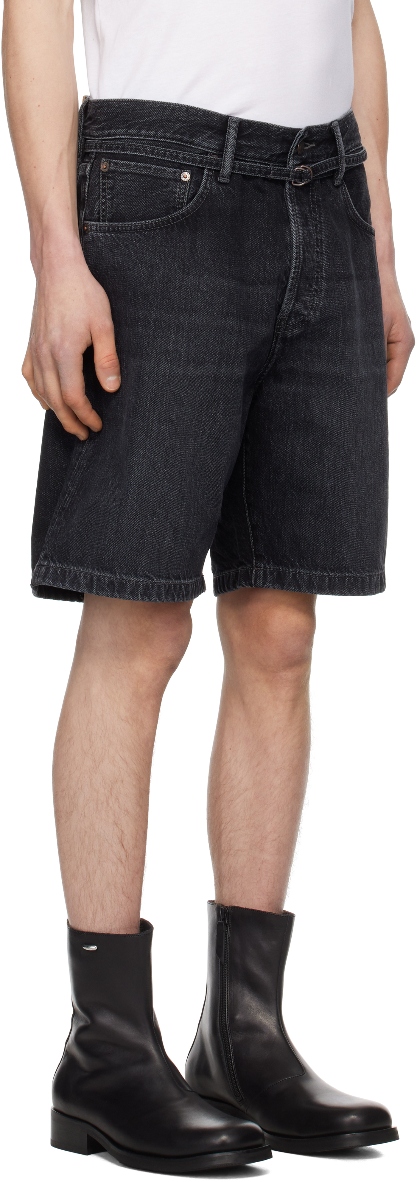 ACNE STUDIOS BLACK LOOSE FIT DENIM SHORTS