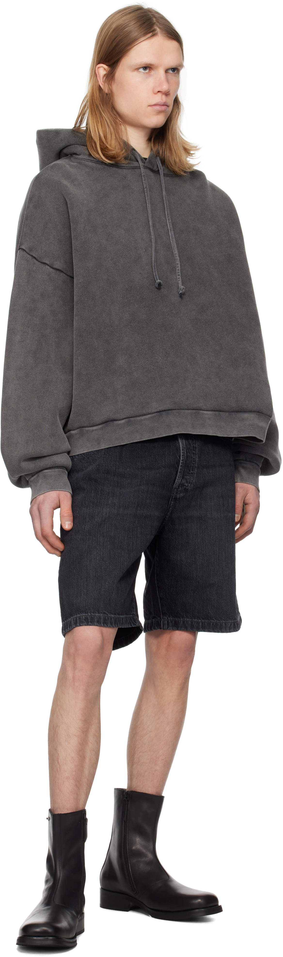 ACNE STUDIOS BLACK LOOSE FIT DENIM SHORTS