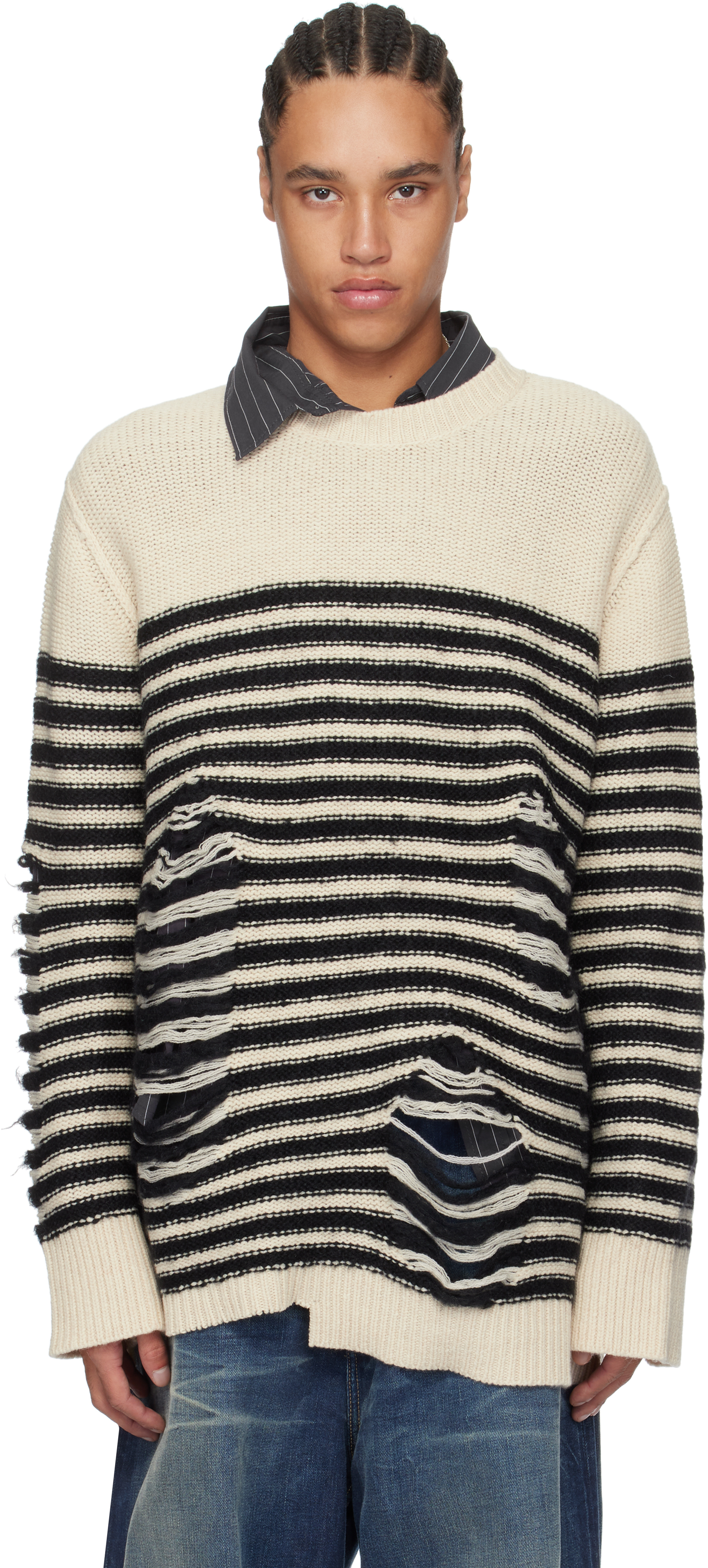 Off-White 
Black Striped Knit Sweater