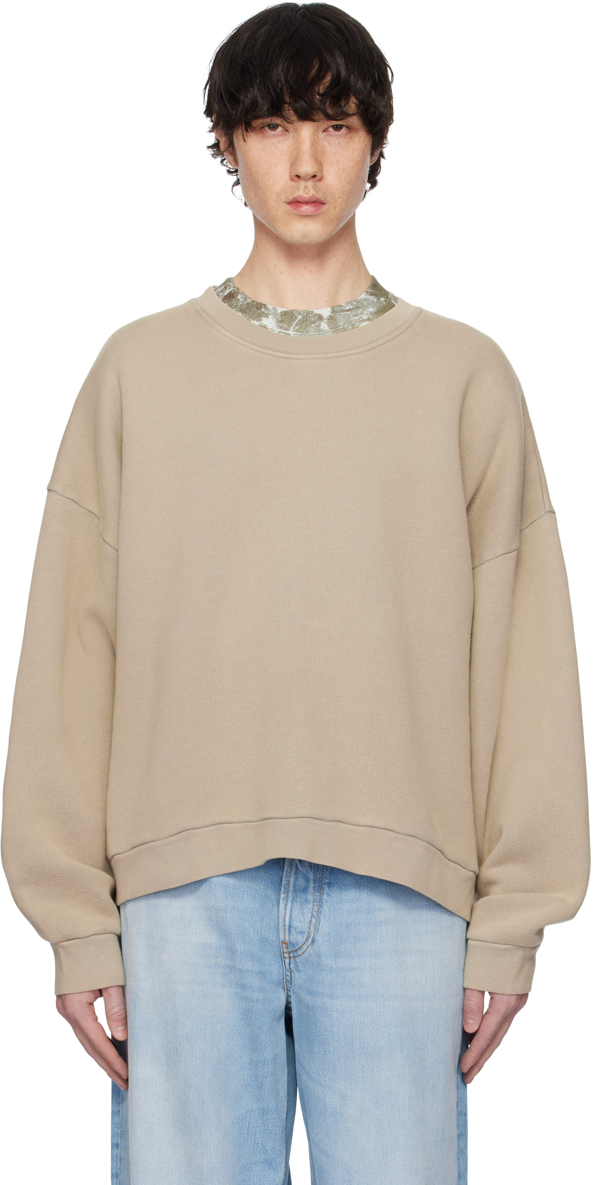 Acne Studios: Beige Logo Patch Sweatshirt | SSENSE