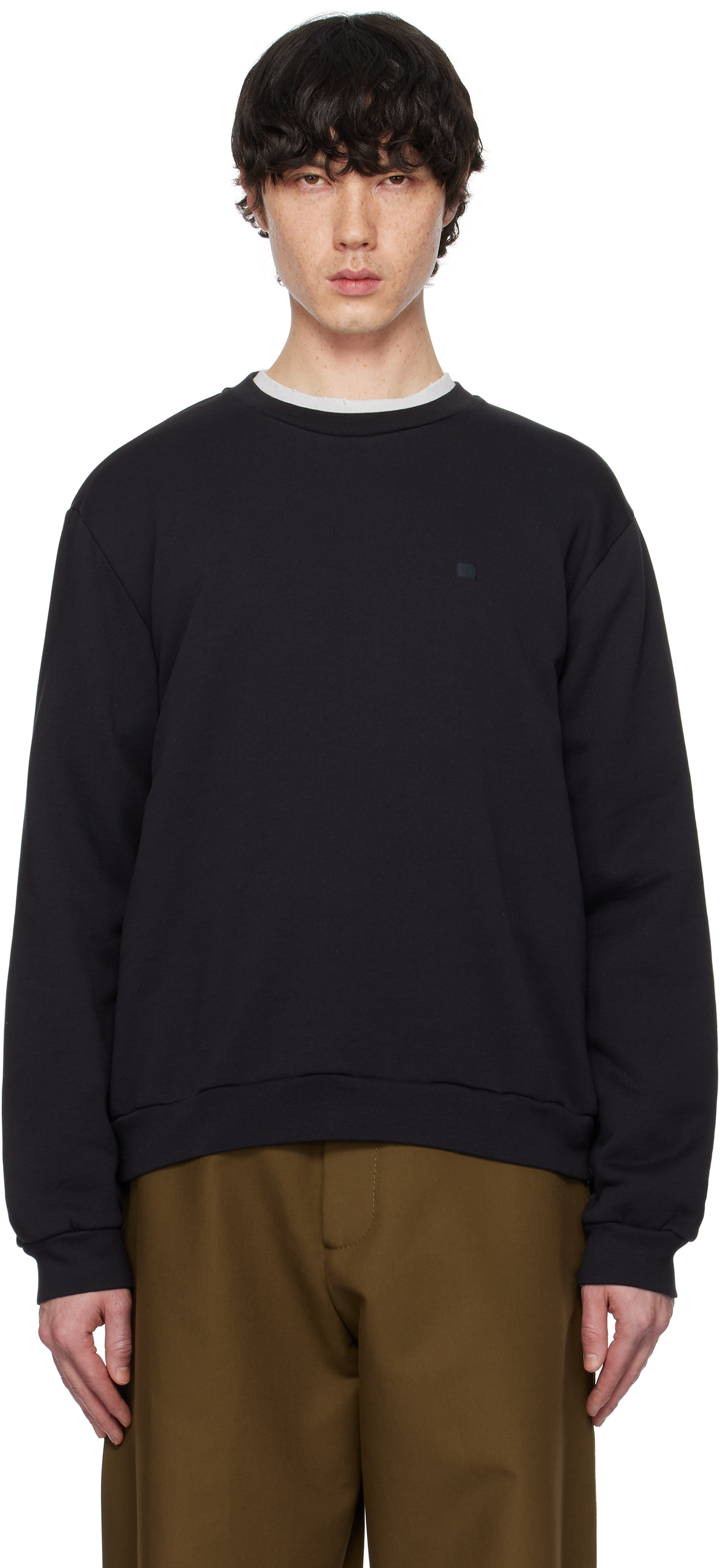 Navy Crew Neck Fleece Sweatshirt