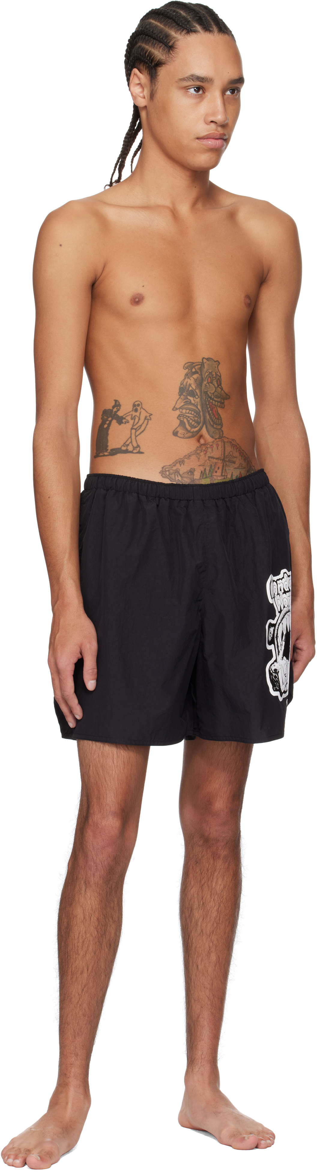 Acne Studios Graphic-print Swim Shorts In 900 Black