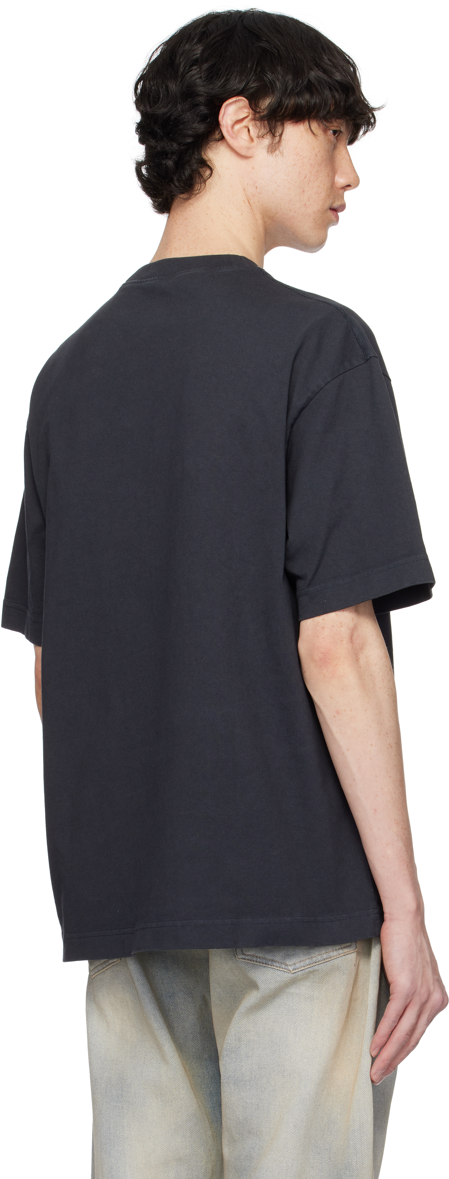 ACNE STUDIOS BLACK RELAXED FIT STAMP LOGO T-SHIRT