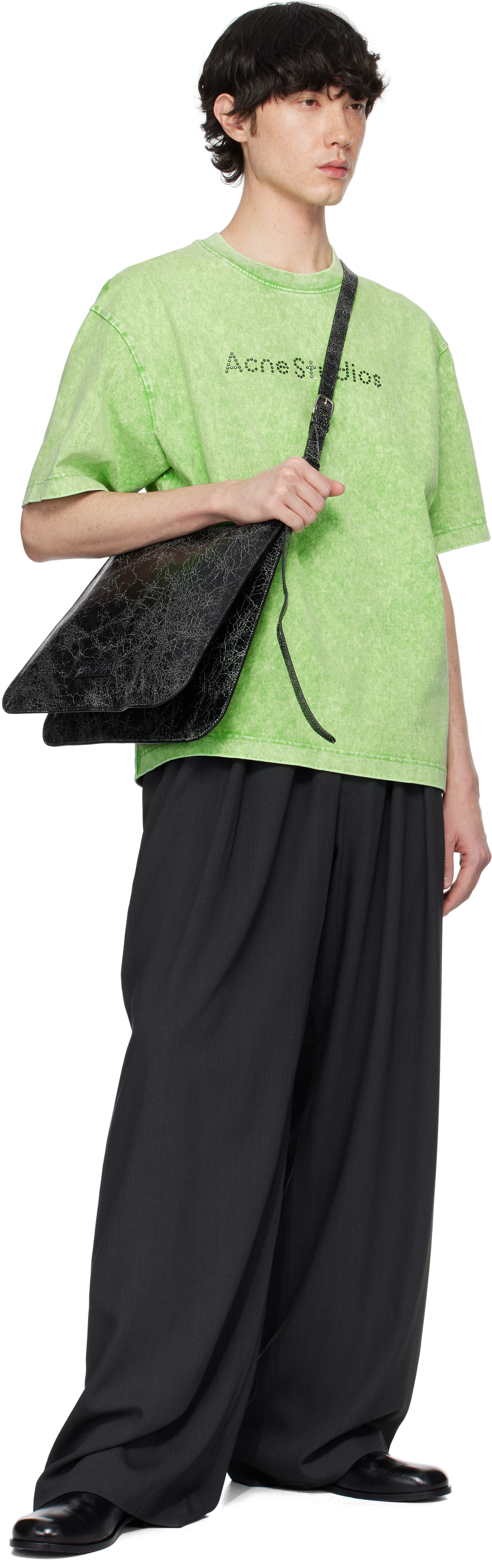 Acne Studios Oversized T-shirt With Fade-out Vintage Finish In Green