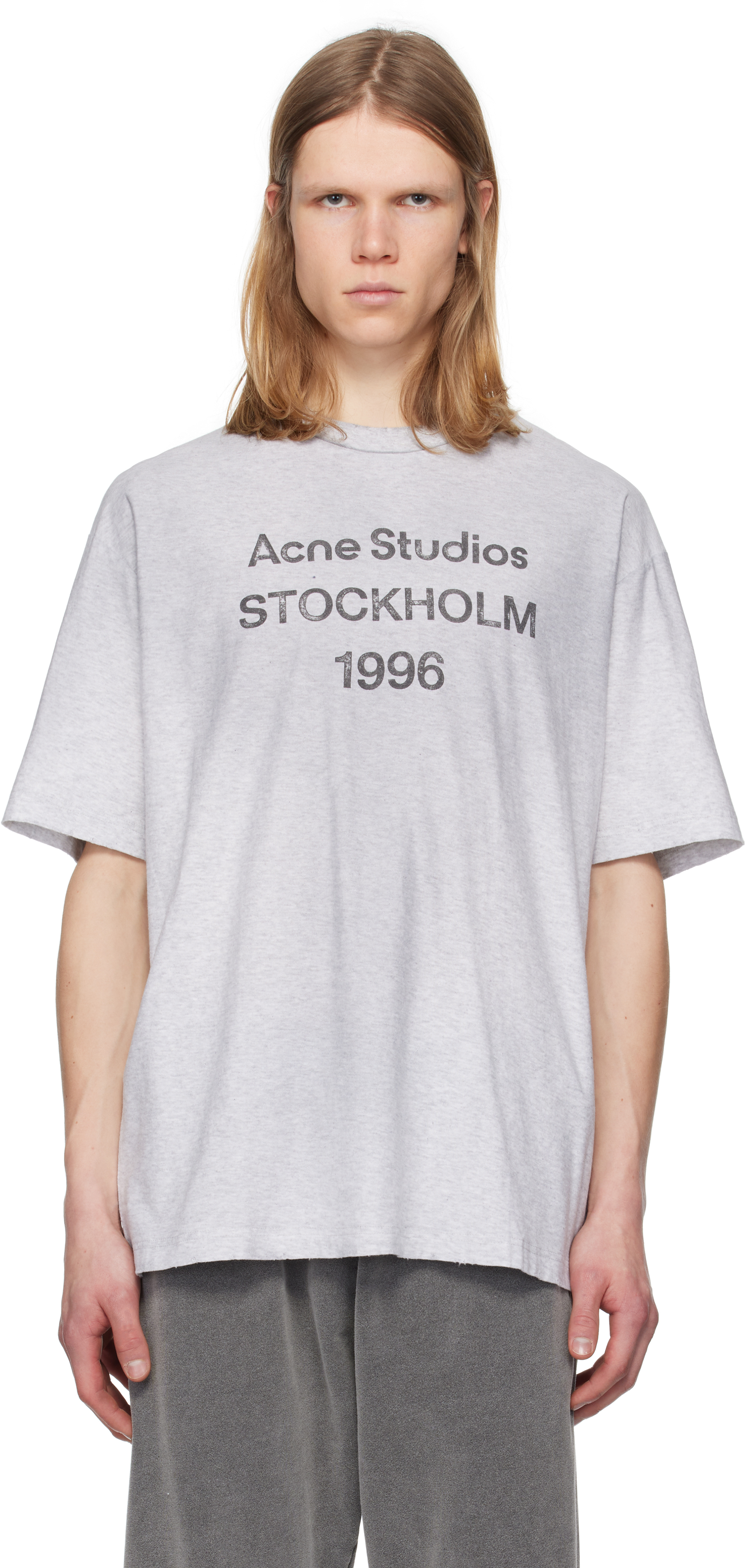 Acne Studios: Gray Relaxed Fit Logo T-shirt | SSENSE