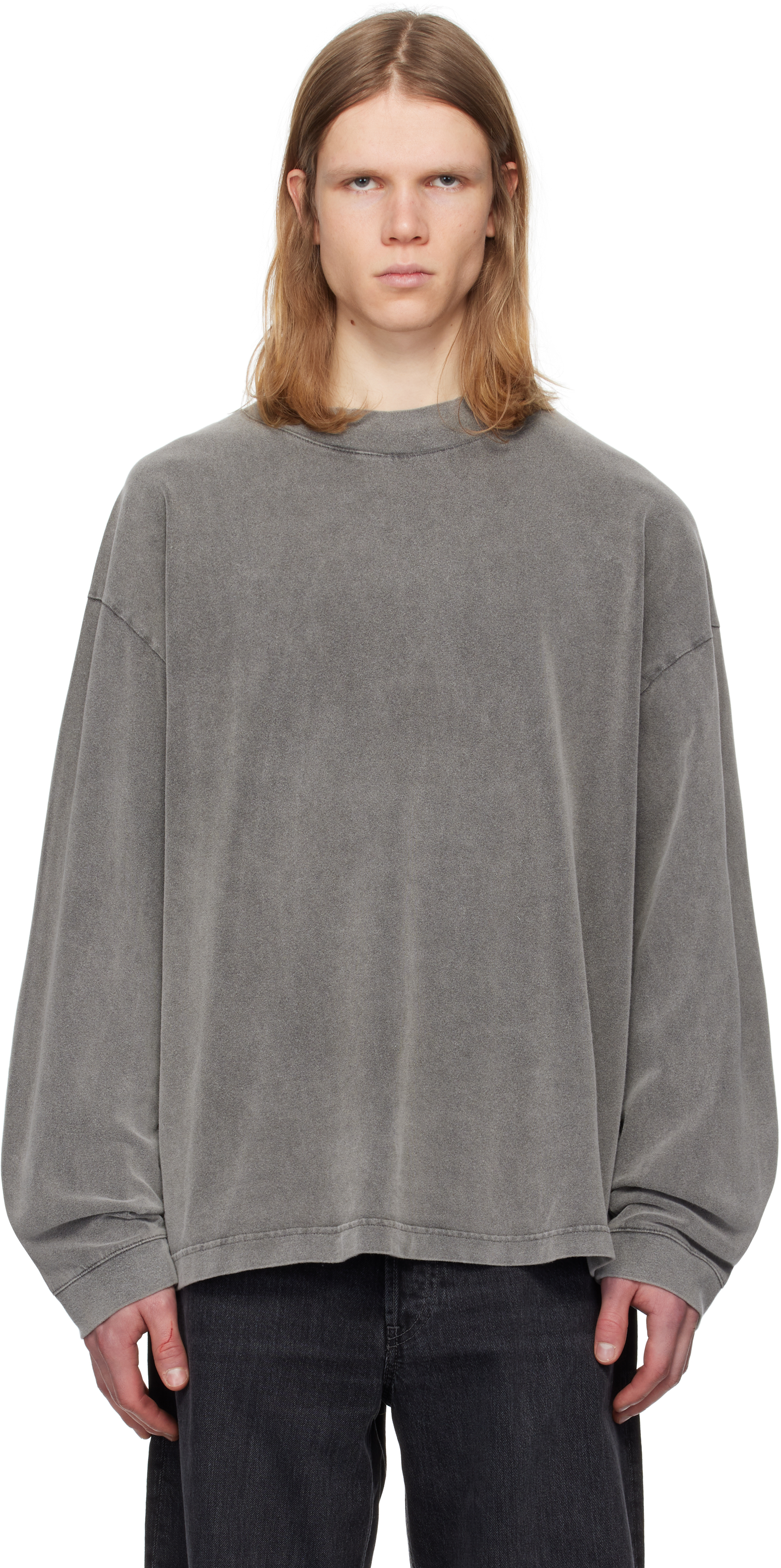 【Acne Studios】グレー リラックスフィット 長袖Tシャツ Acne Studios: グレー リラックスフィット 長袖Tシャツ | SSENSE