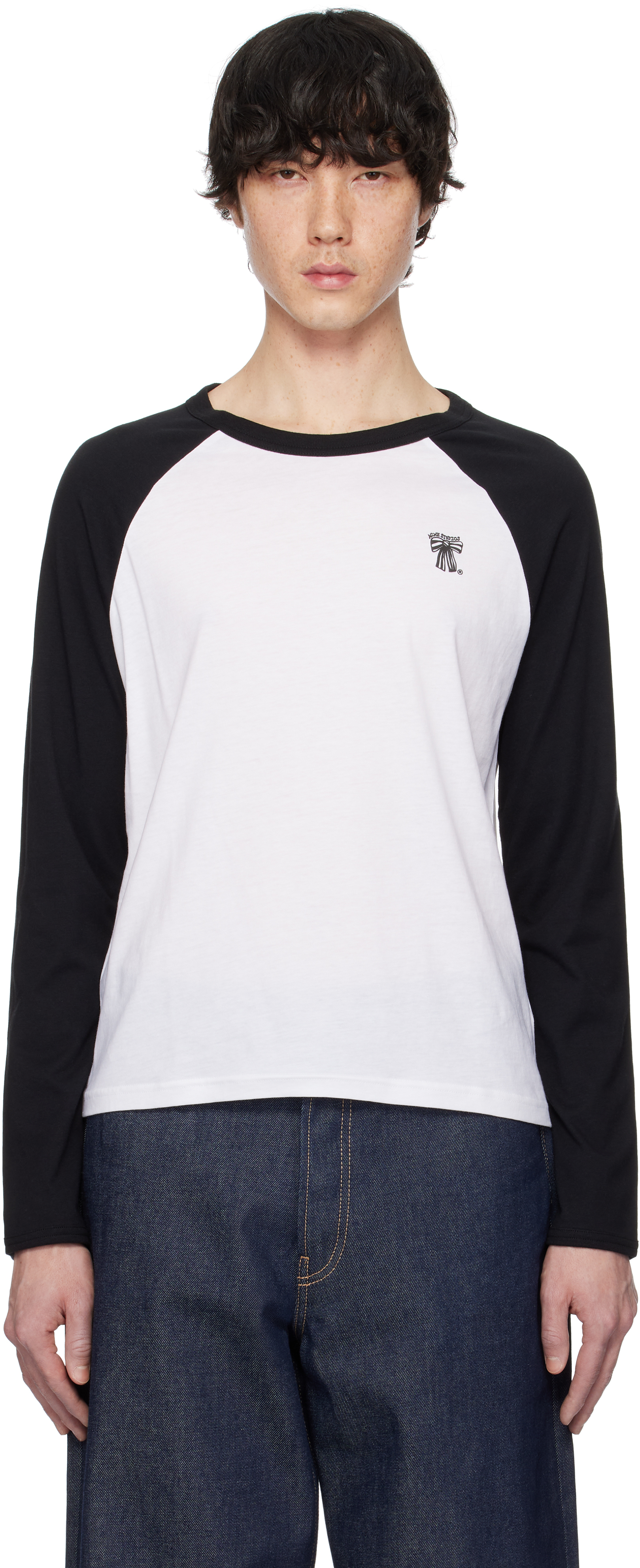 トップス 12aw Acne long sleeve shirt size44 Black & White Regular-Fit Long Sleeve T-shirt by Acne