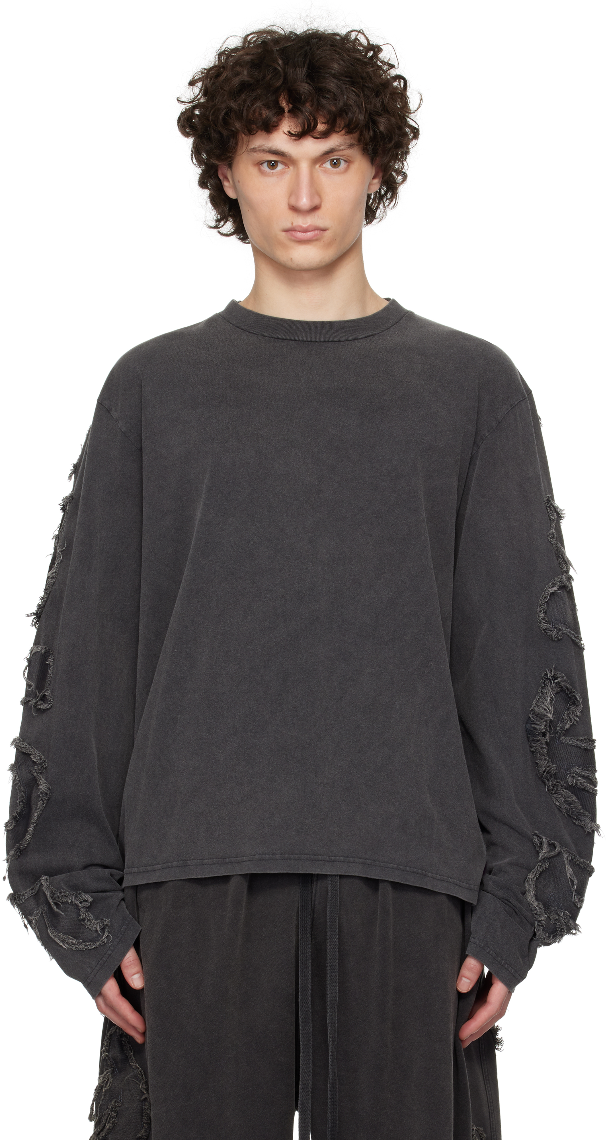 Acne Studios: Gray Logo Long Sleeve T-shirt | SSENSE Acne Studios: Gray Logo Long Sleeve T-shirt | SSENSE