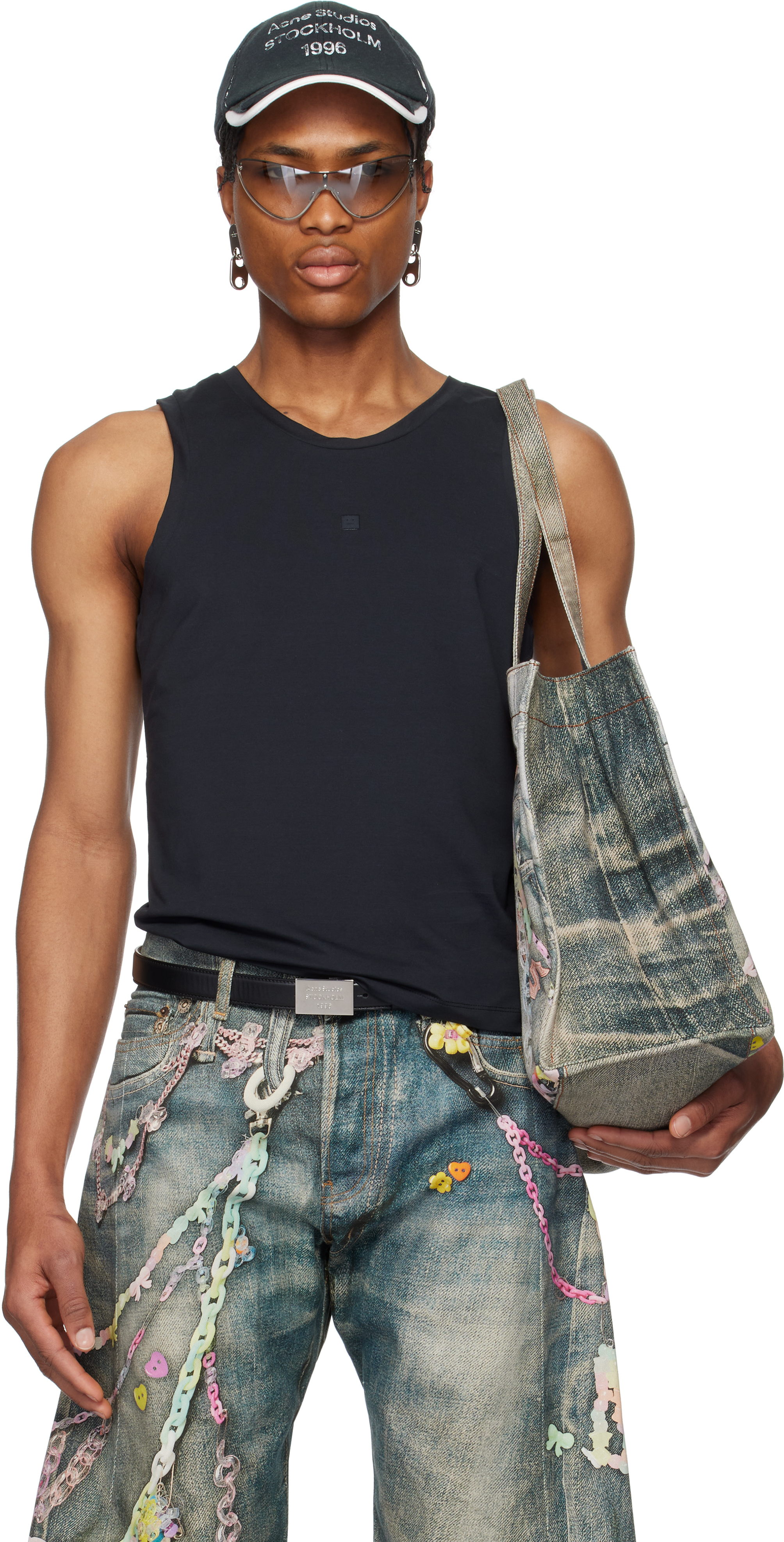 Acne Studios Black Jersey Tank Top In 900 Black