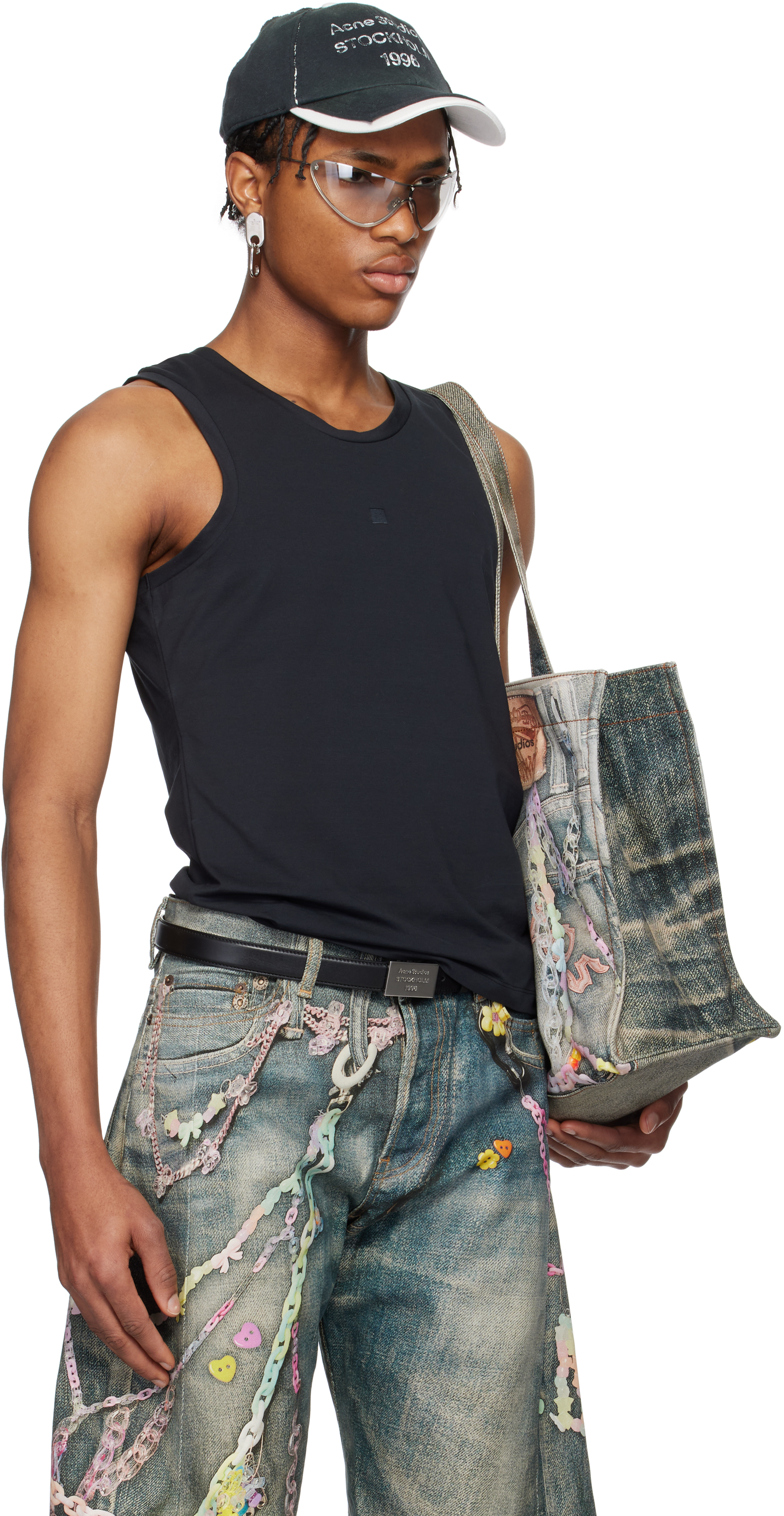 Acne Studios Black Jersey Tank Top In 900 Black