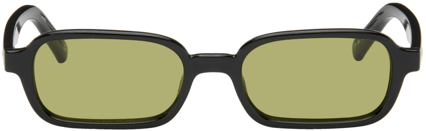 Le Specs Black Pilferer Sunglasses In Green