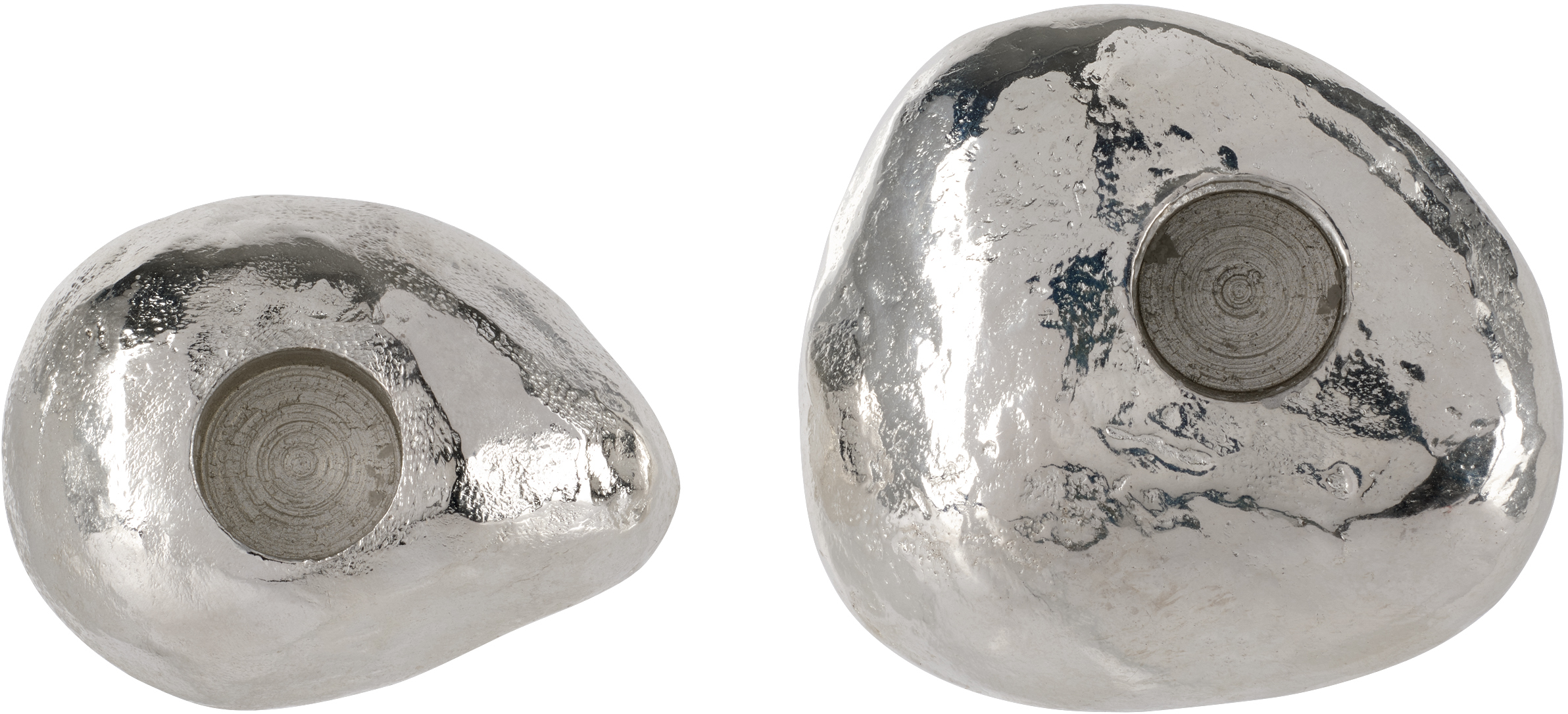 Alighieri Silver 'the Floating Pebble' Candle Holder Set In Silver-plated Brass