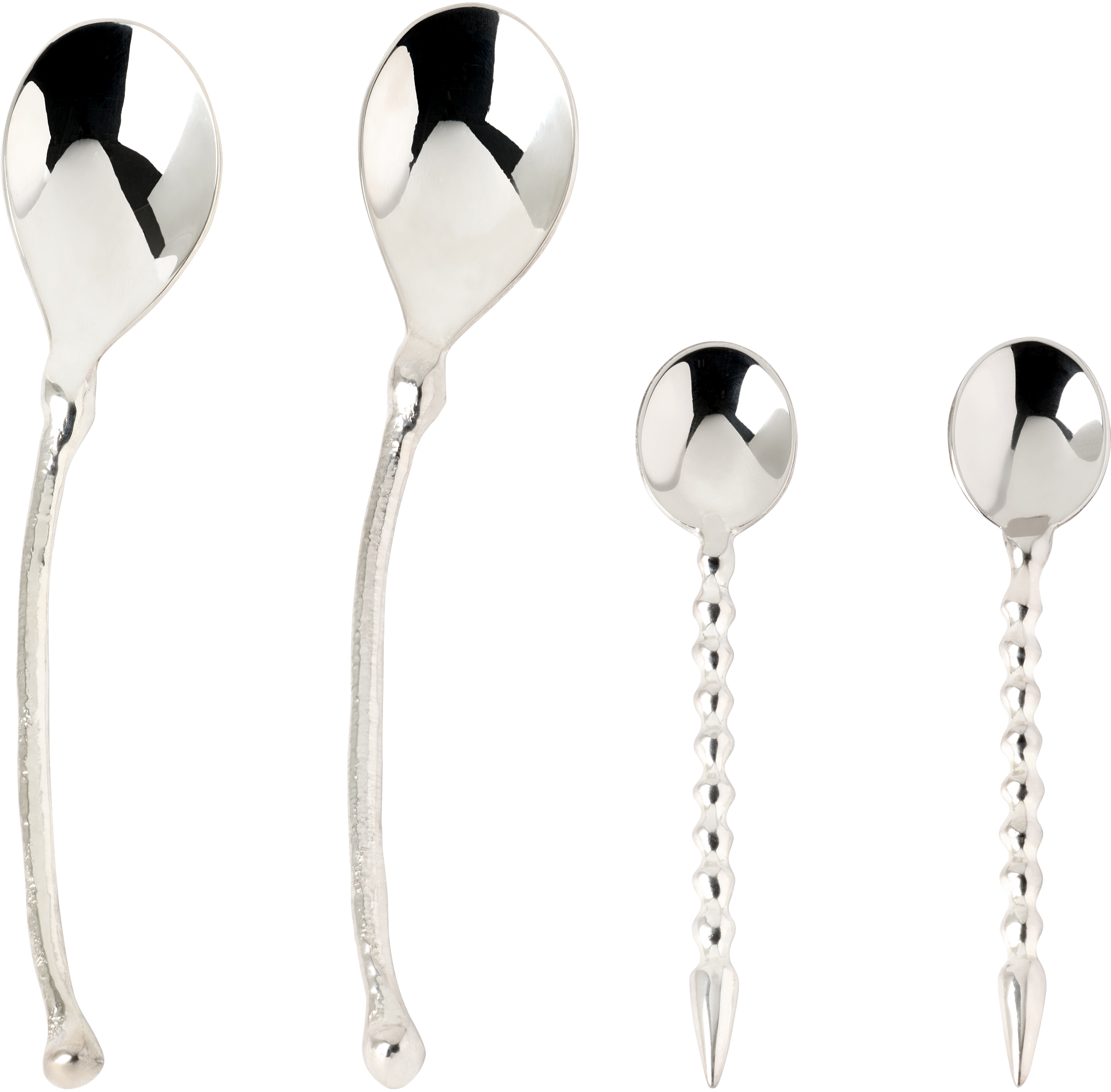 Alighieri Silver 'the Totemic Devotion' Dessert Spoons, 4 Pcs In Silver-plated Brass