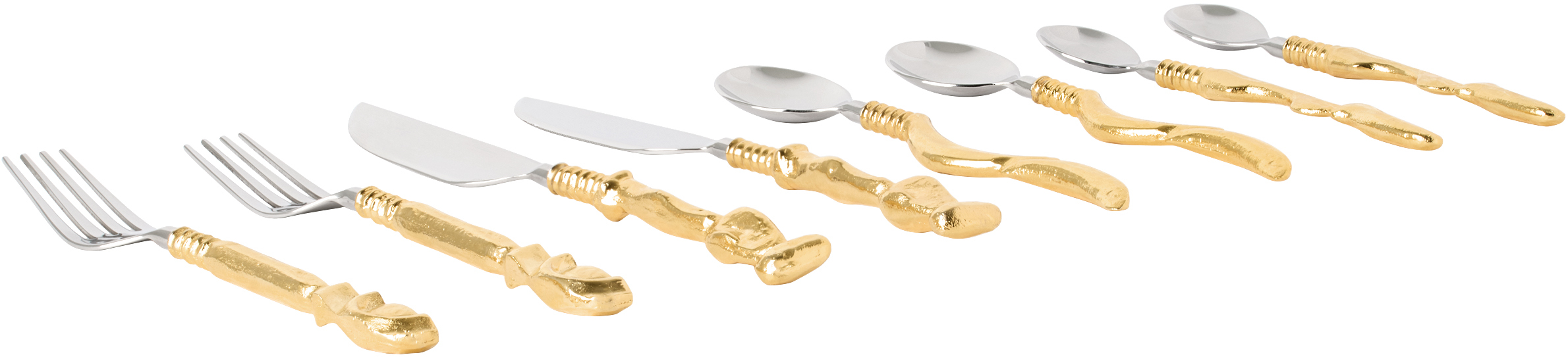 Alighieri Gold & Silver 'the Totemic Devotion' Cutlery Set, 8 Pcs In Hw0032