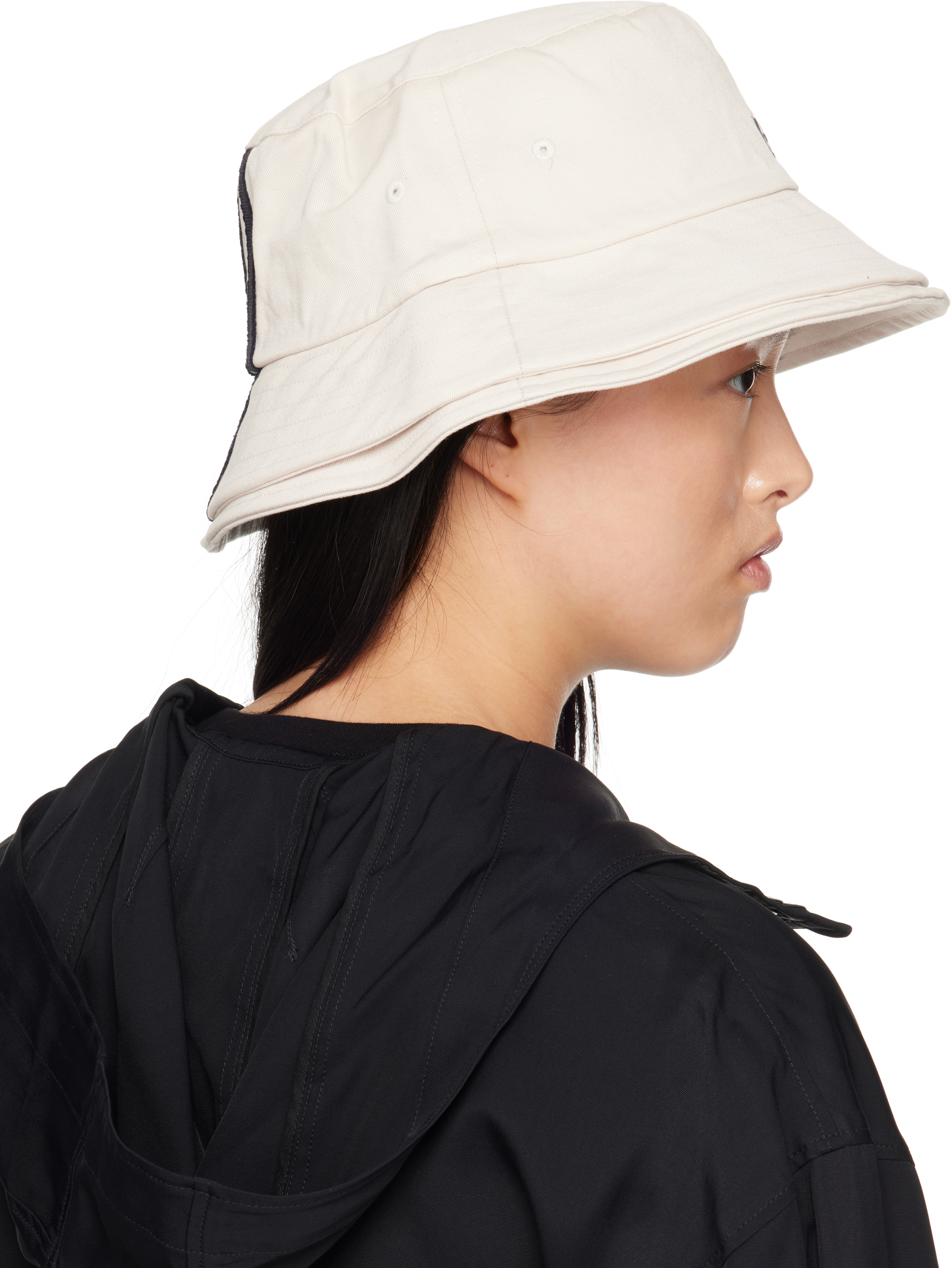 Y-3 Off-white 3-stripes Bucket Hat In Talc
