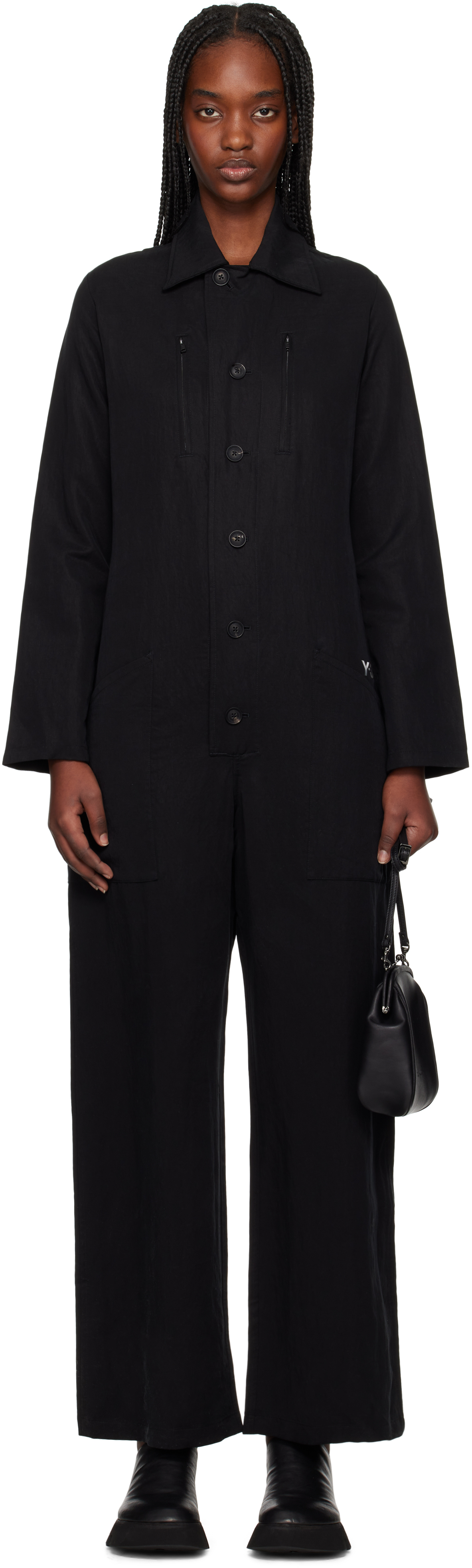 【Adidas コリア】 Y-3 Belted Jumpsuit Y-3: Black Belted Jumpsuit | SSENSE 日本
