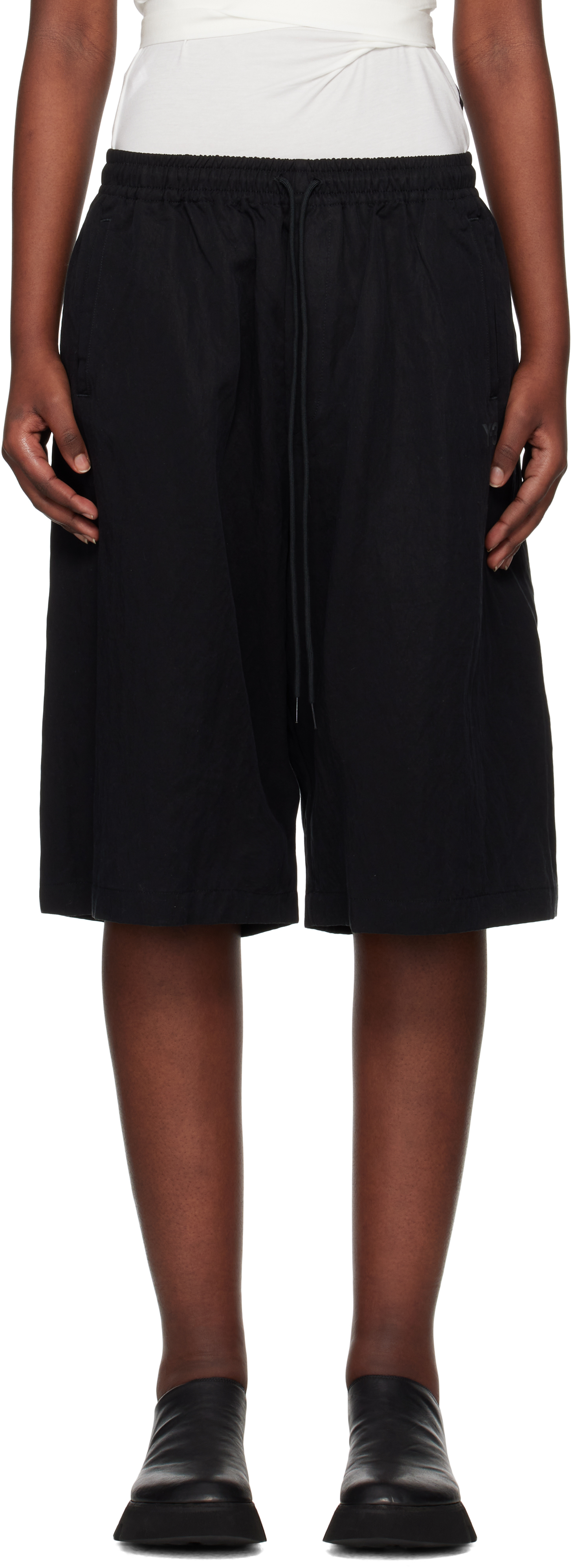 Black Washed Twill Shorts