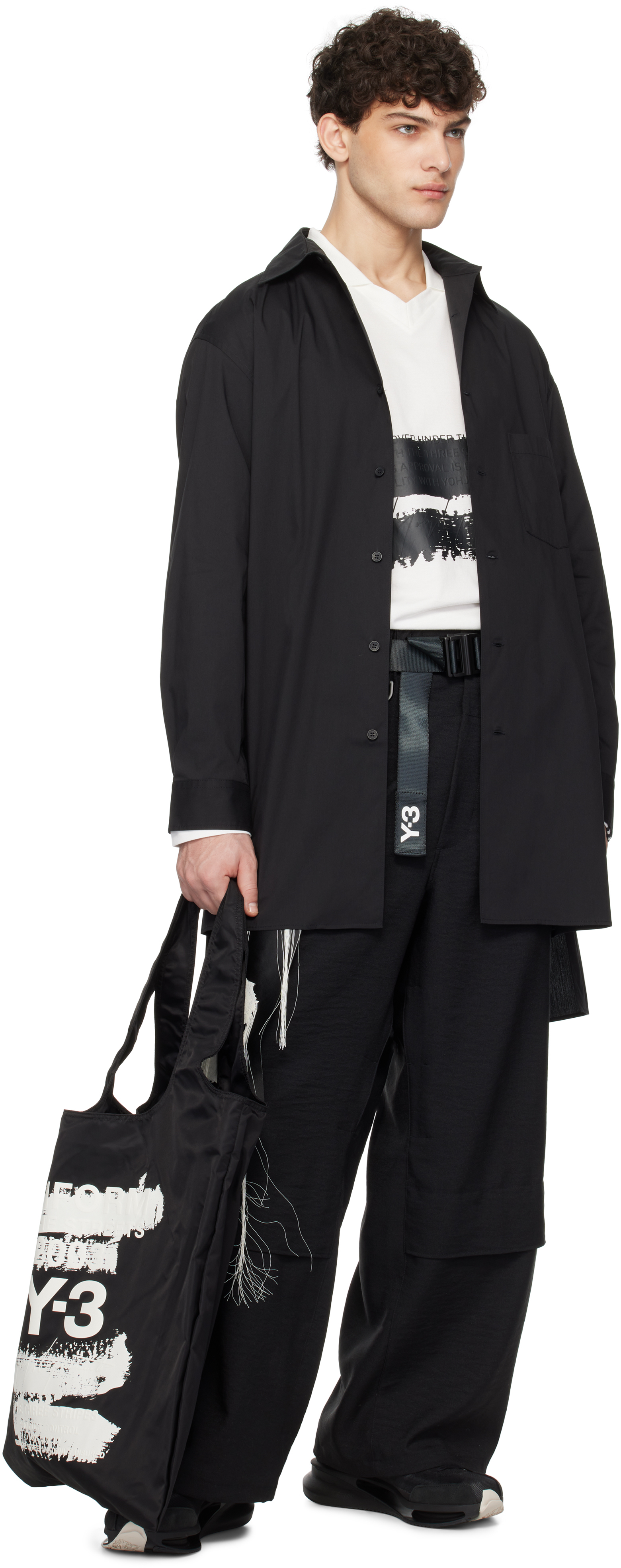 Y-3 Black Classic Logo Belt In Black