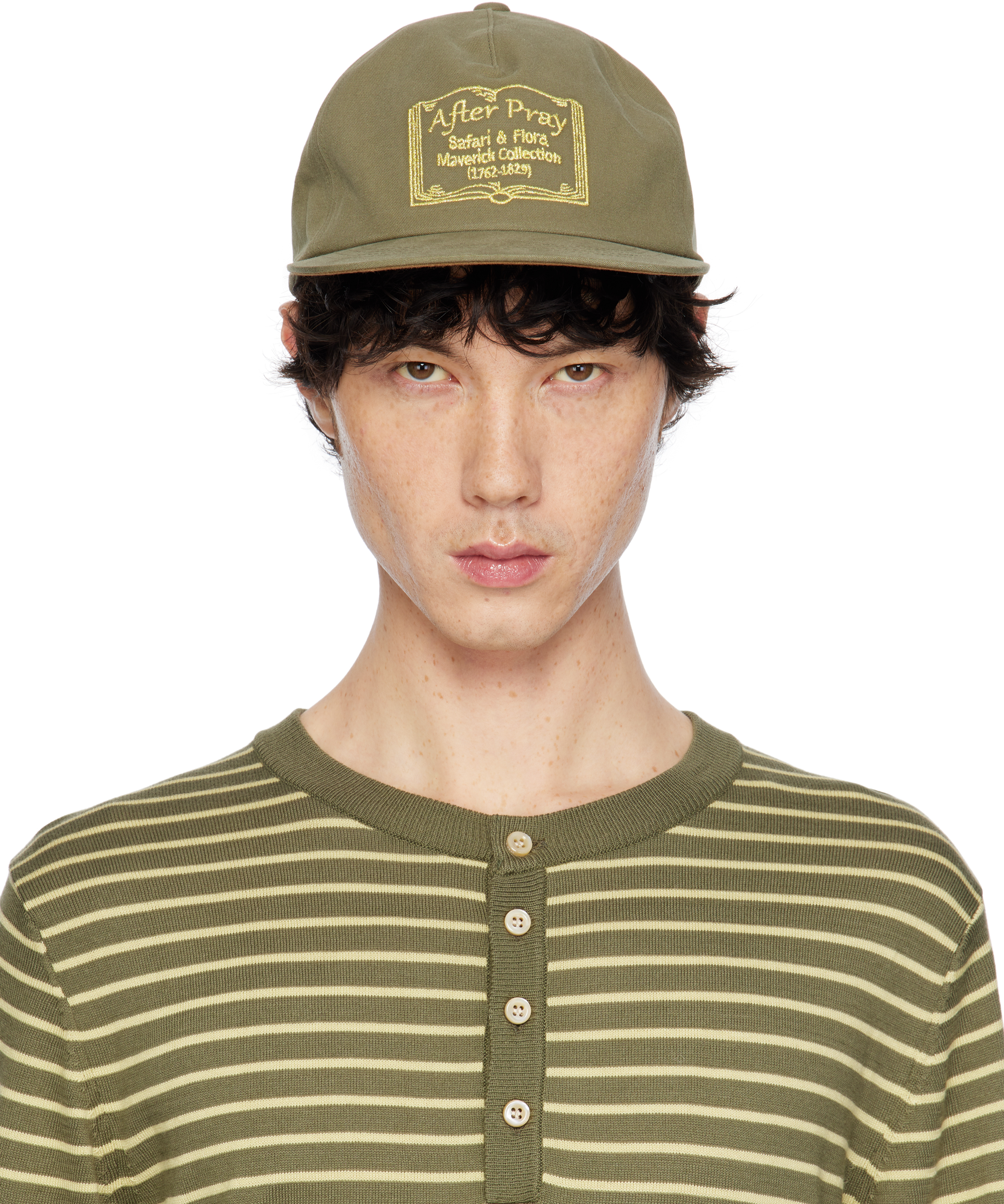 Khaki Flora Embroidered Ball Cap