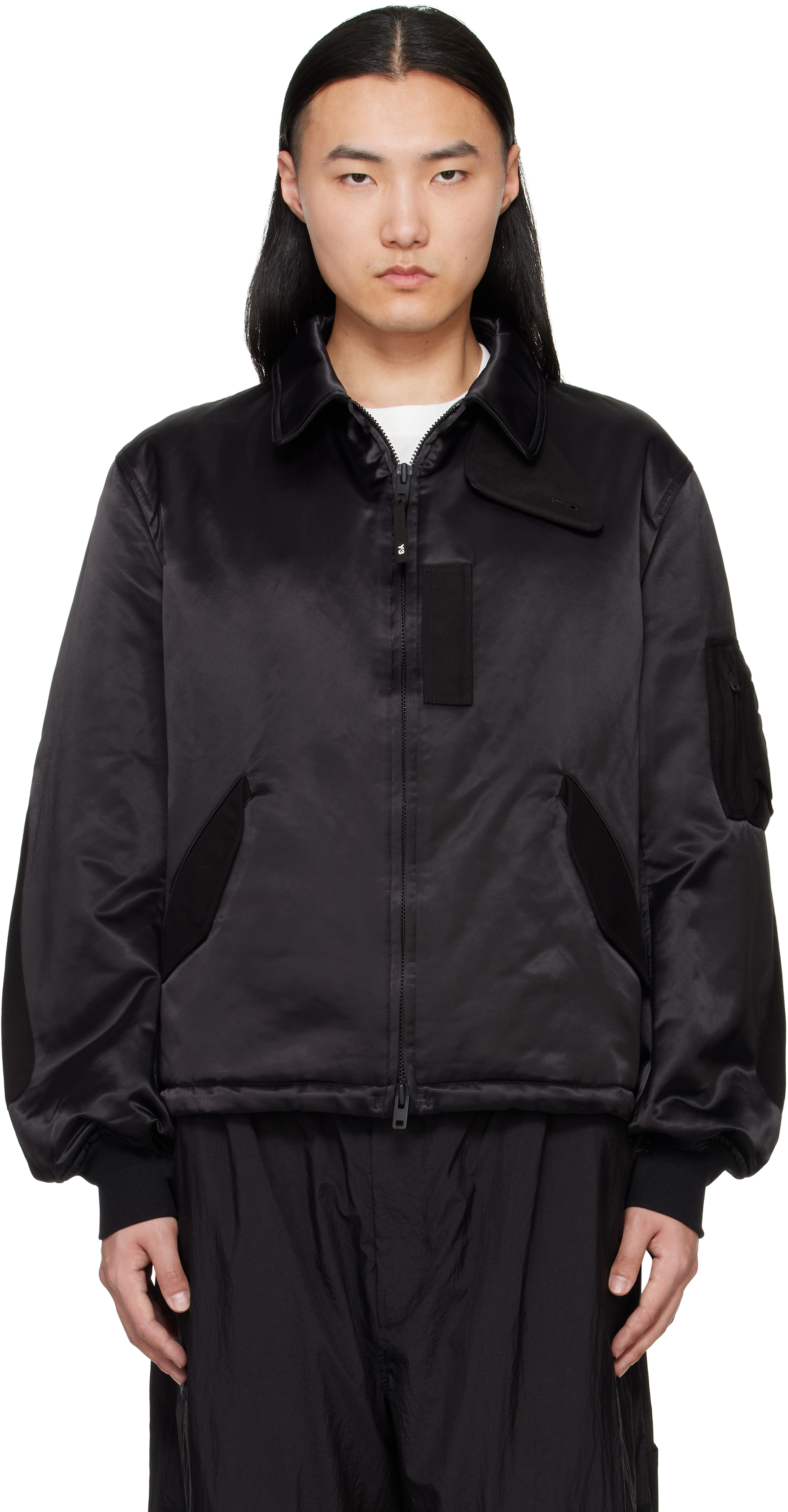 Black Nylon Bomber Jacket