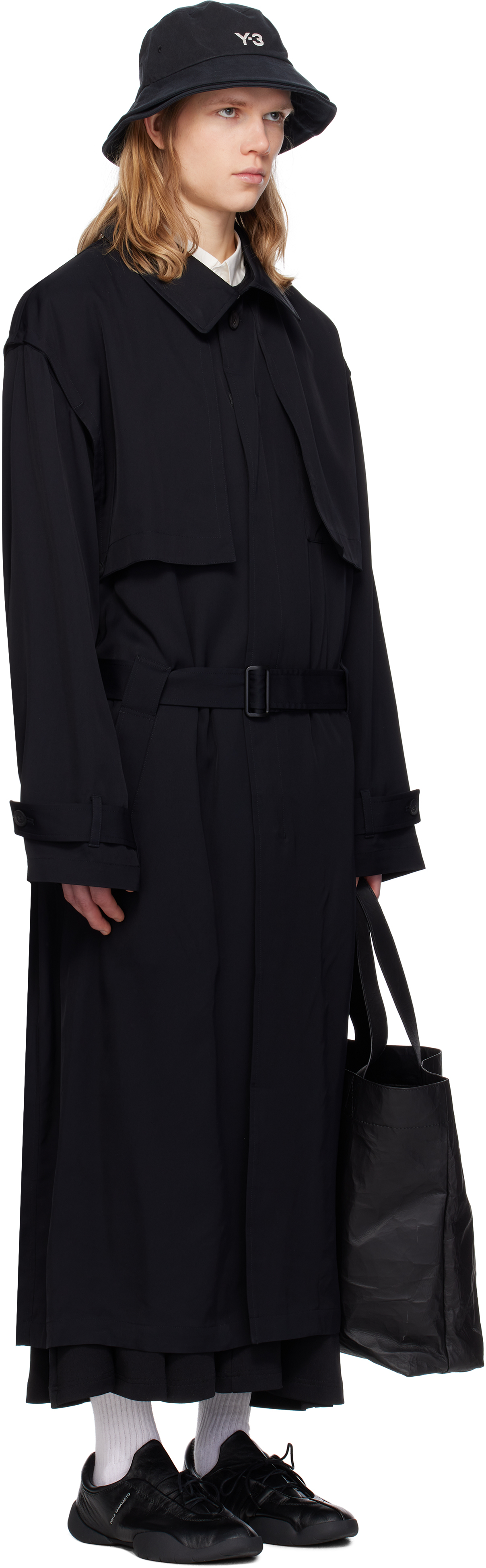 Y-3 Back Twill Coat In Black