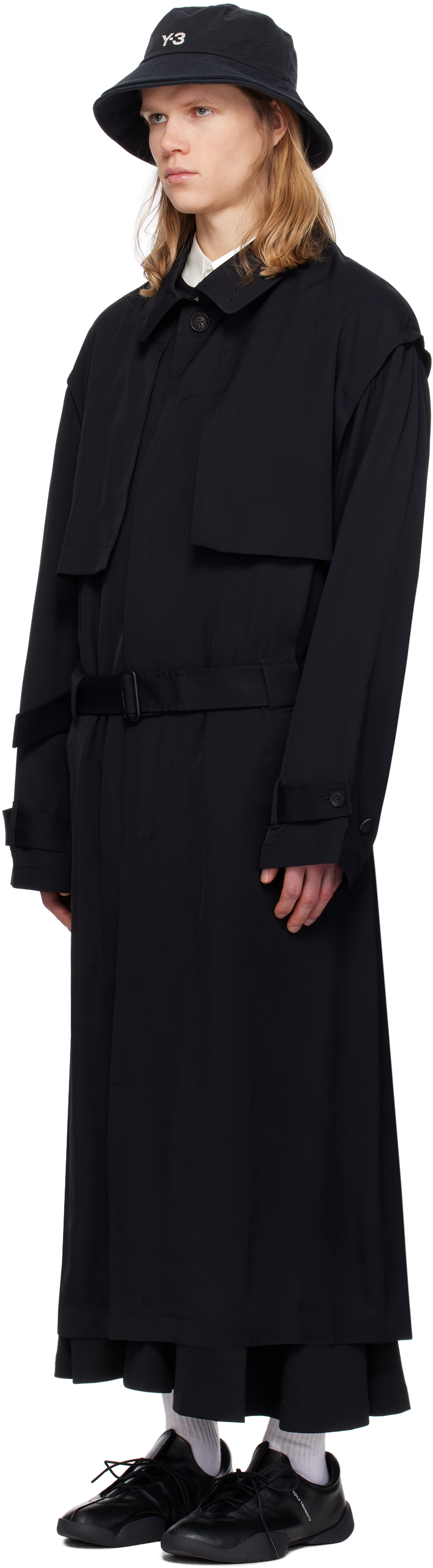 Y-3 Back Twill Coat In Black