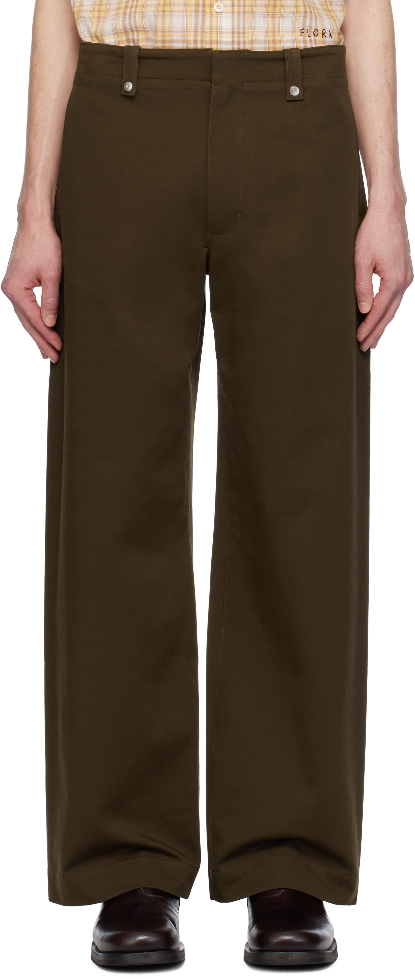 Brown Wide Chino Trousers