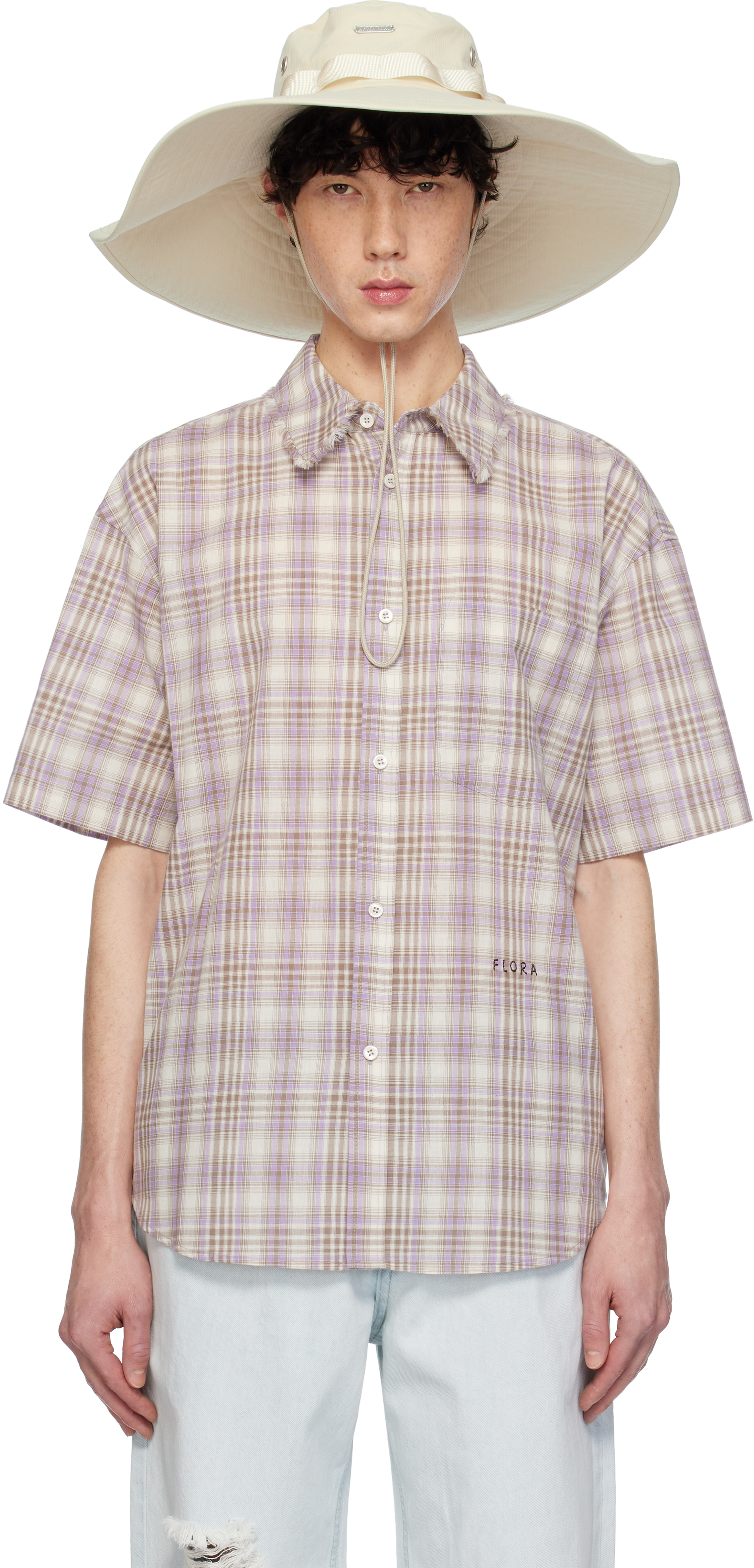 Yellow & Off-White Madras Check Half Shirt