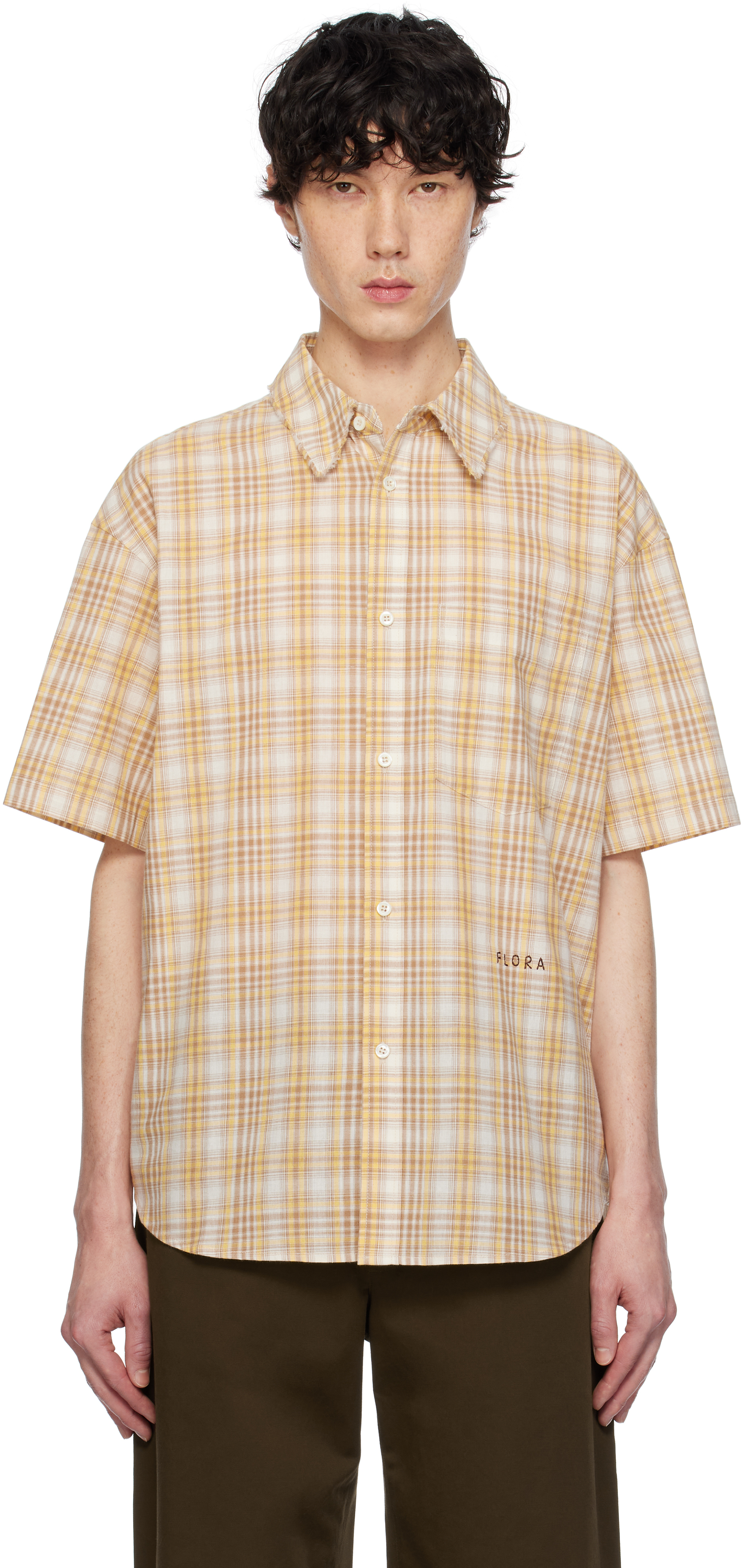 Yellow 
Off-White Madras Check Half Shirt