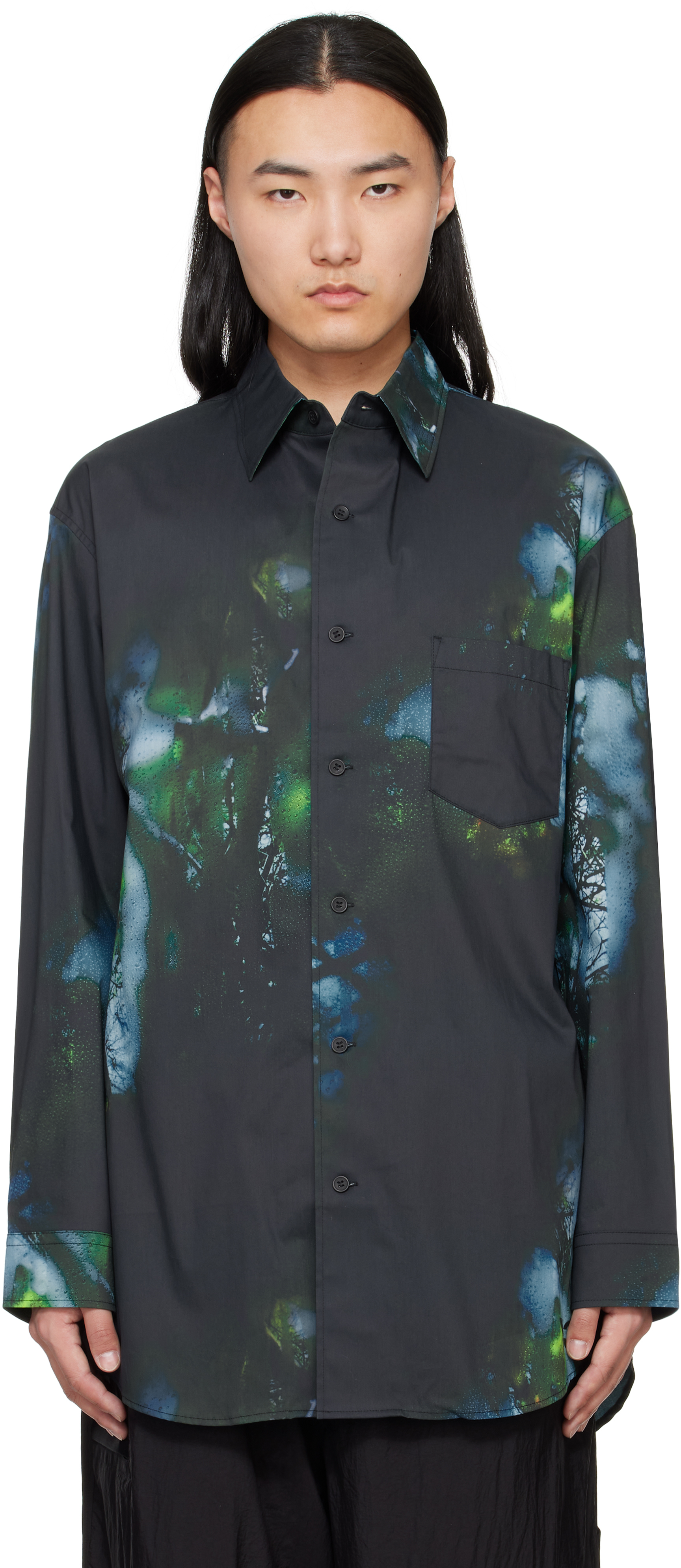 Black 
Blue Allover Print Shirt