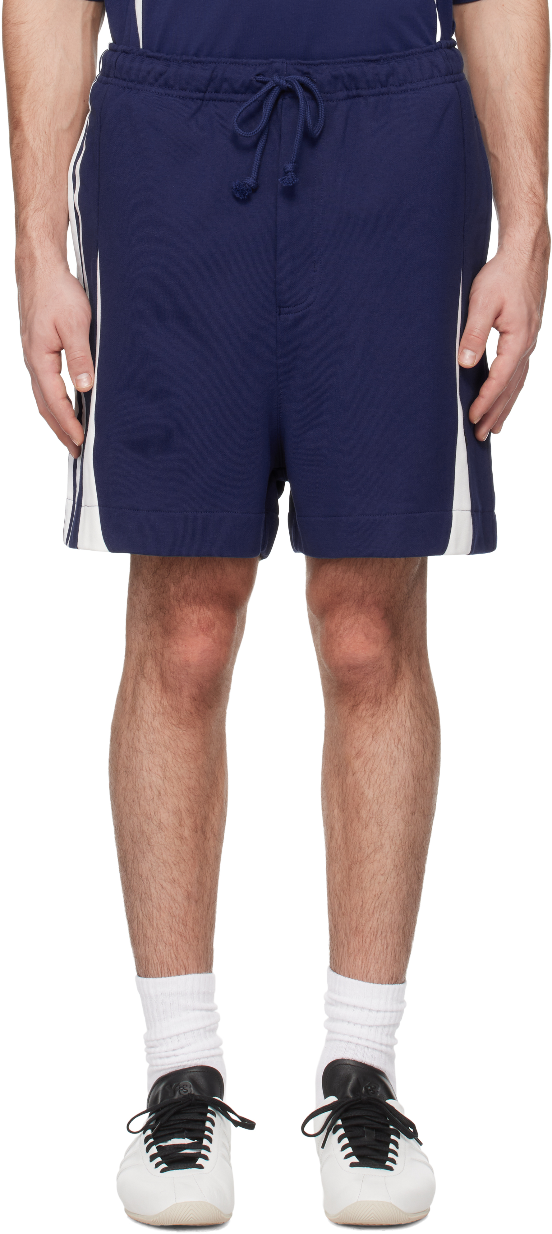 Blue French Terry Cutline Shorts