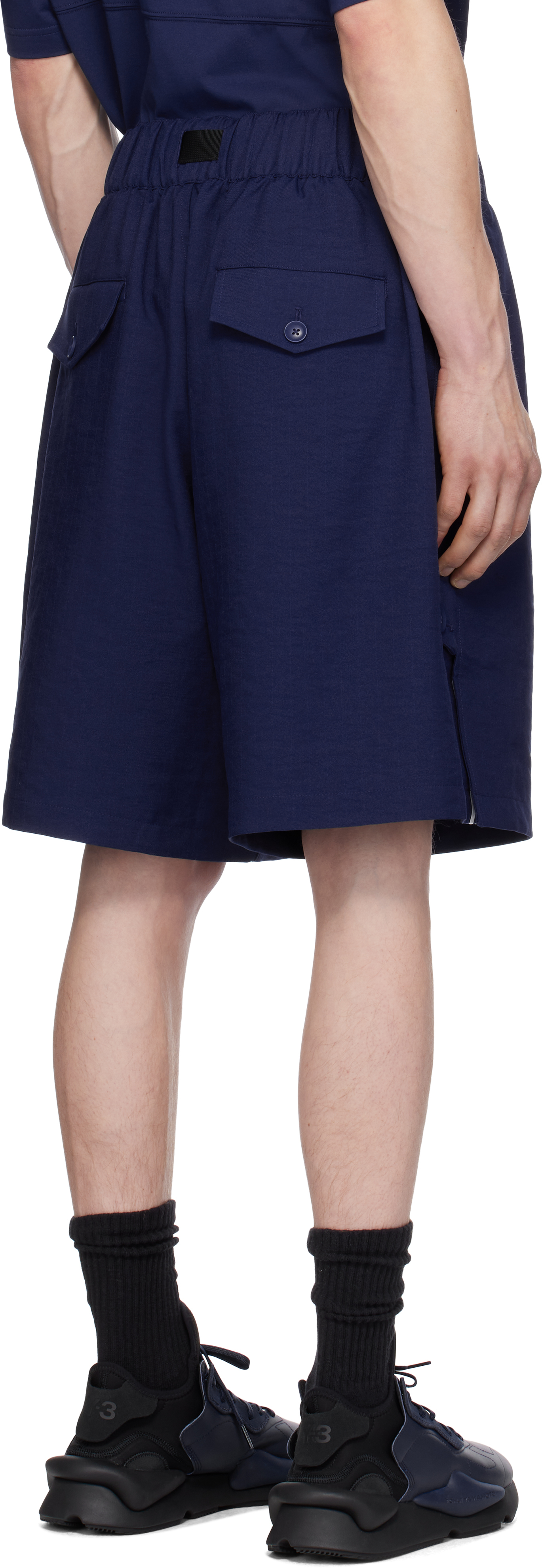 Y-3 Blue Uniform 3-stripes Shorts In Blue