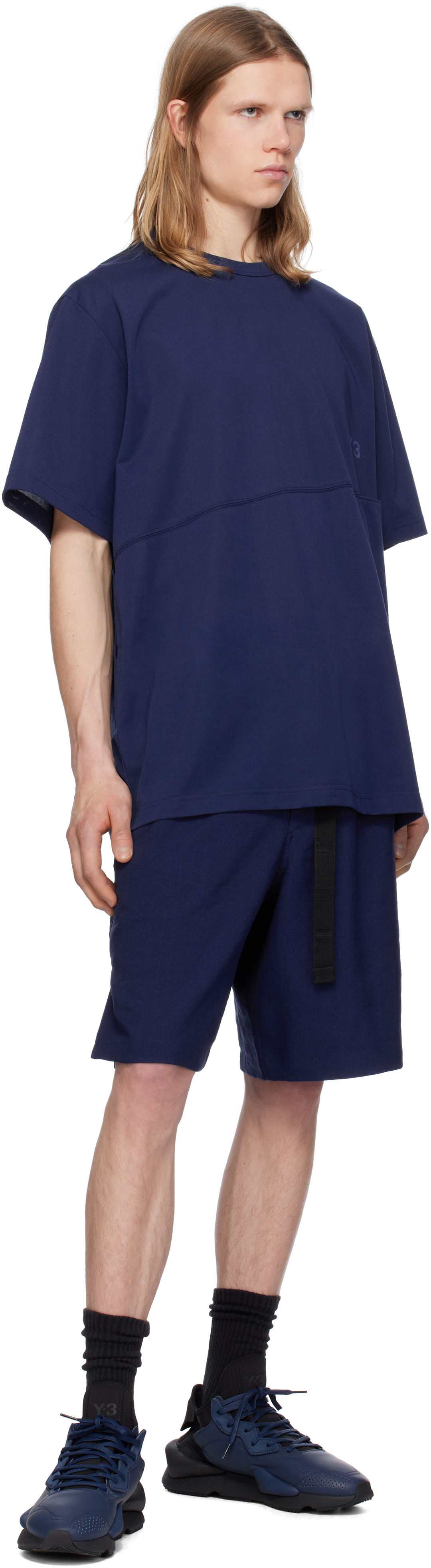 Y-3 Blue Uniform 3-stripes Shorts In Blue