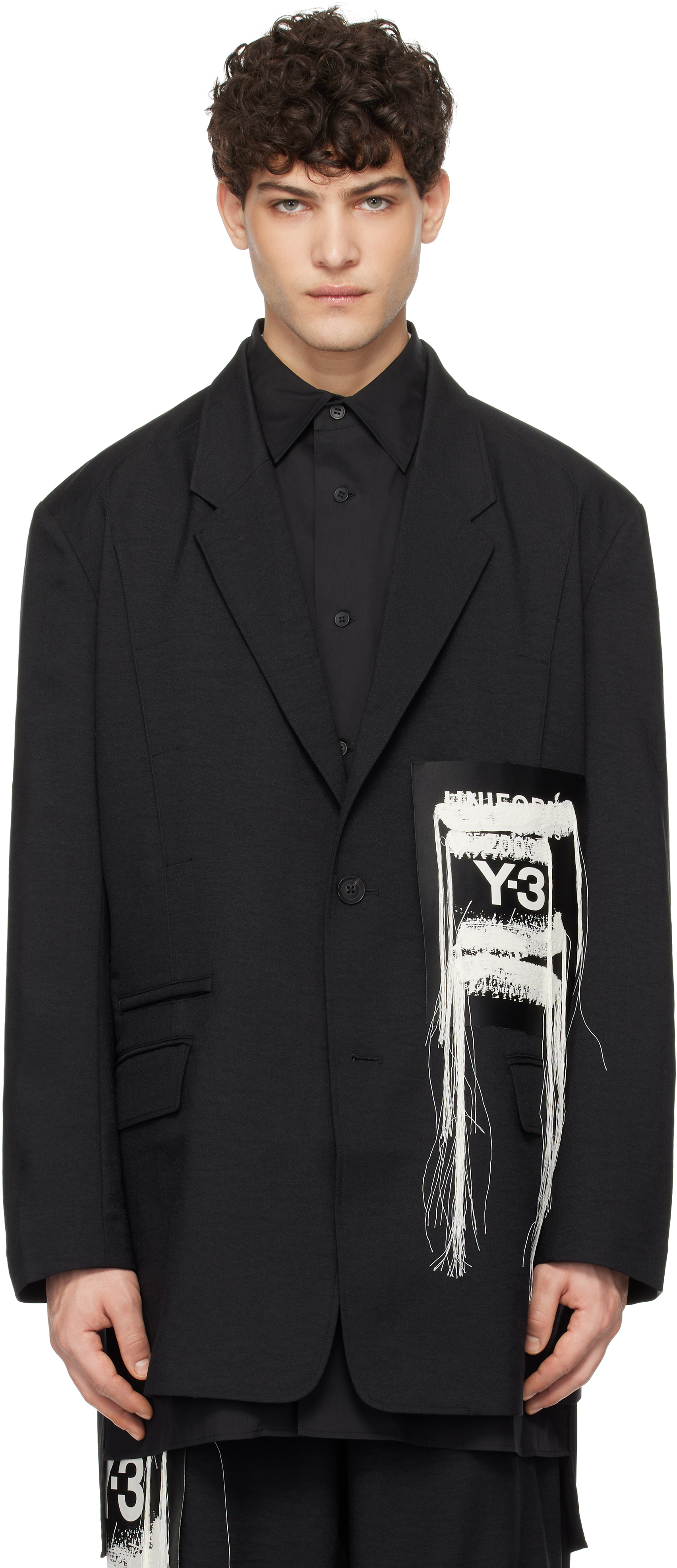 Black Sport Uniform Patch Blazer