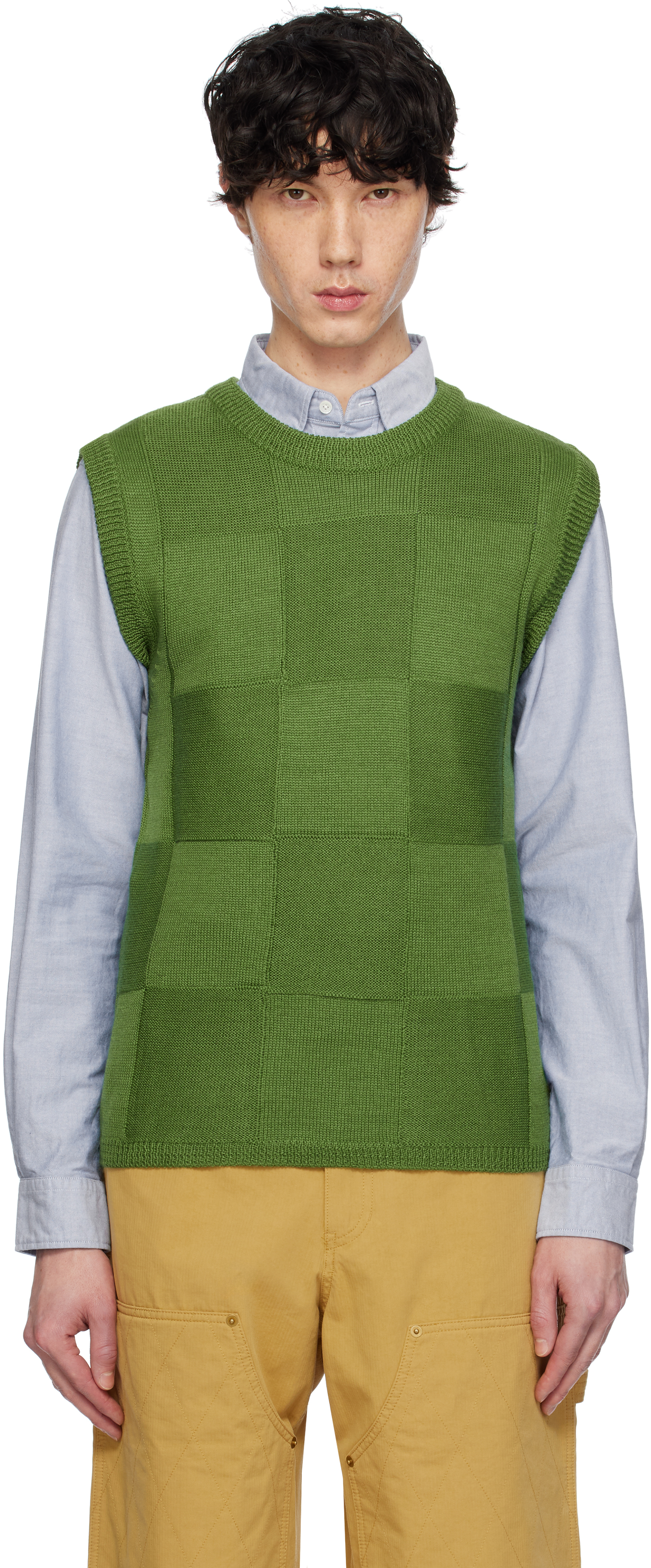 Green Damier Knit Vest