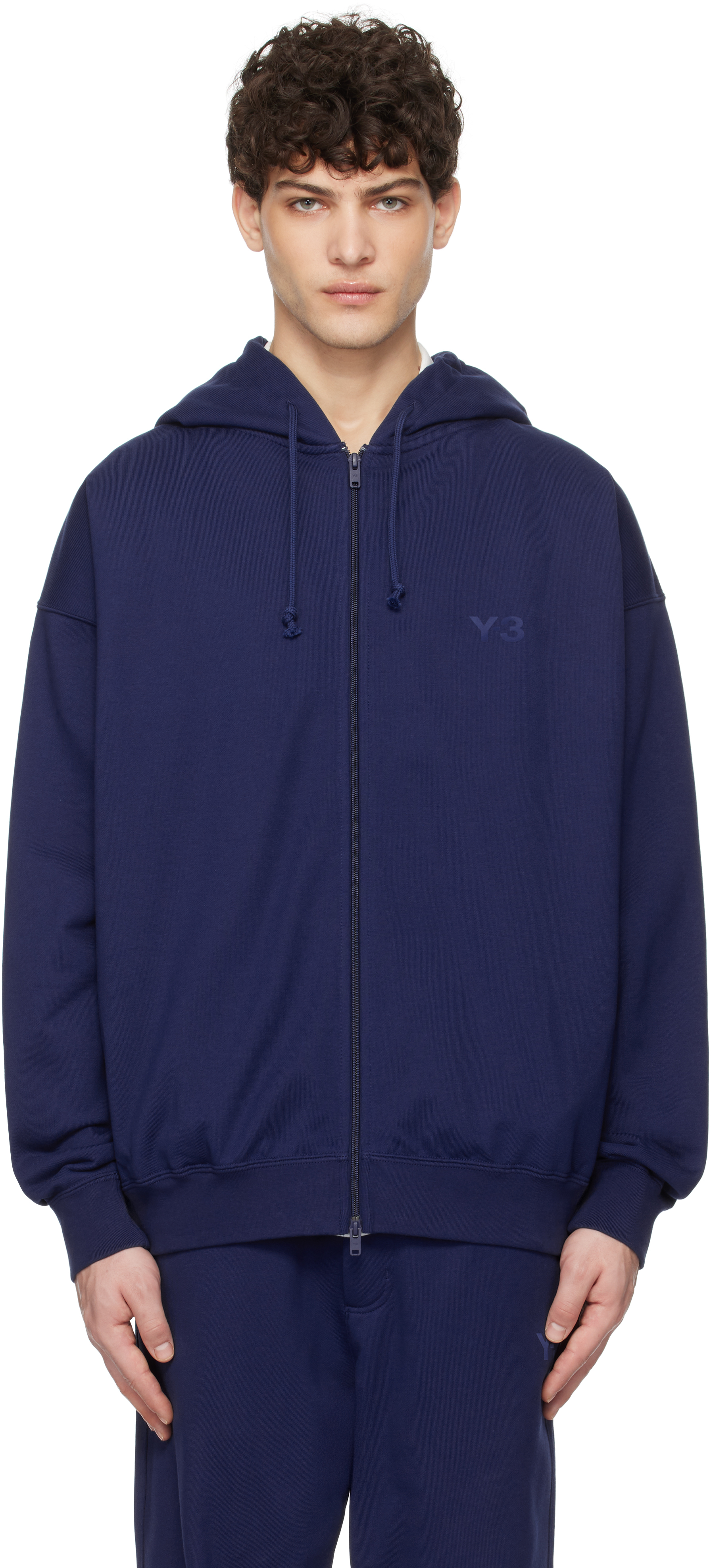 Blue French Terry Zip Hoodie