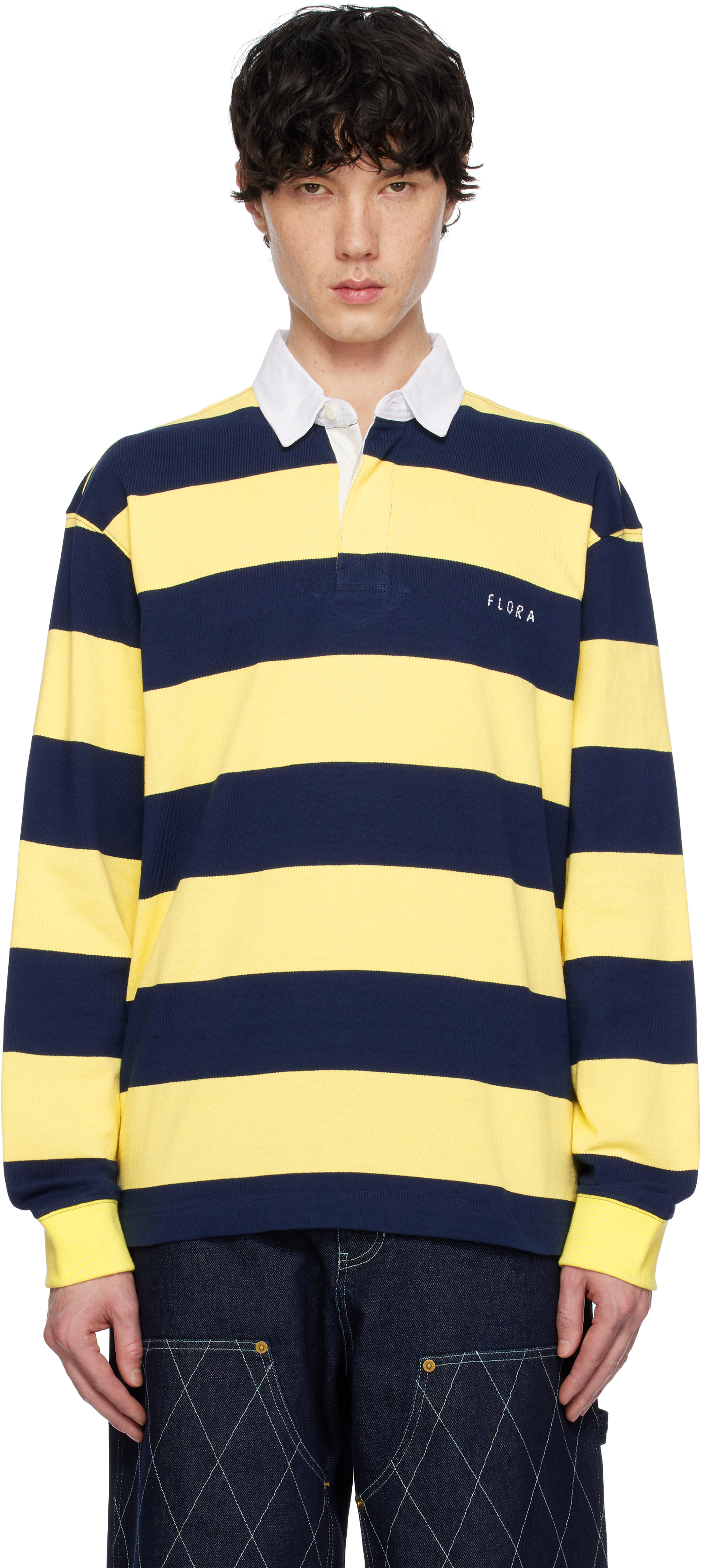 Brown & Blue Stripe Jersey Rugby Polo