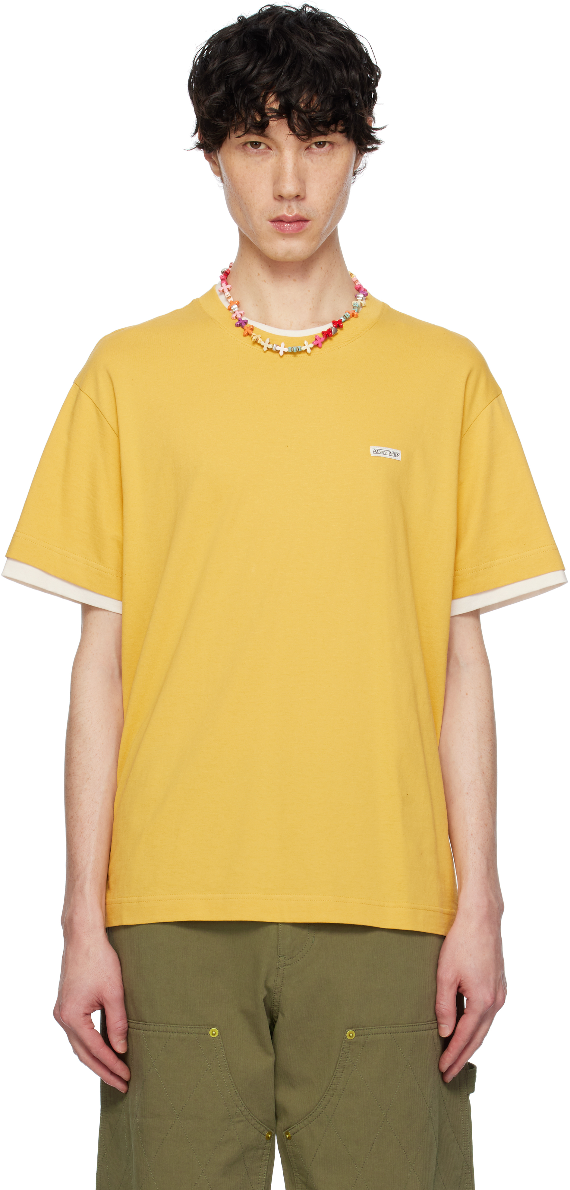 Yellow Crepe Layered T-shirt