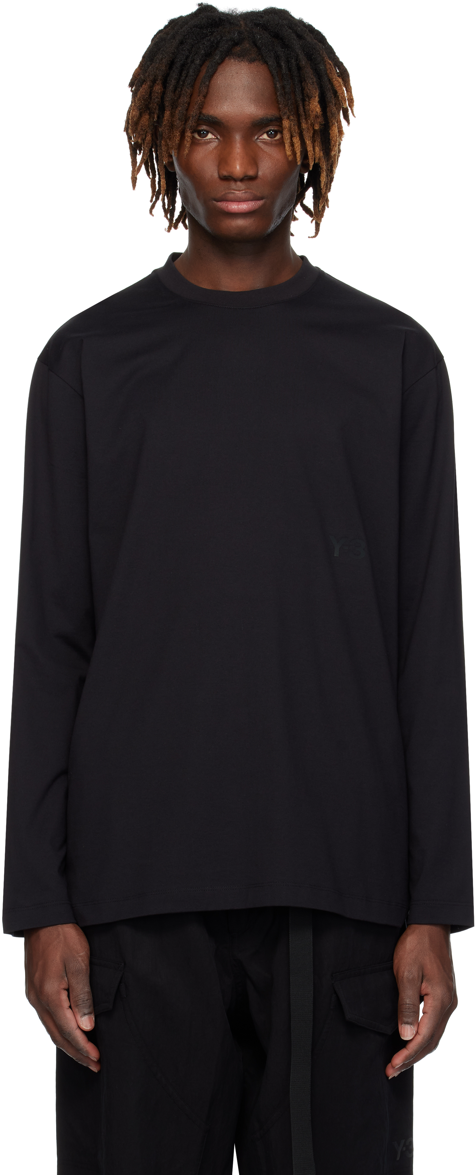 【関税込み】Y-3 ブラック ロゴ 長袖Tシャツ Y-3: ブラック 長袖Tシャツ | SSENSE 日本