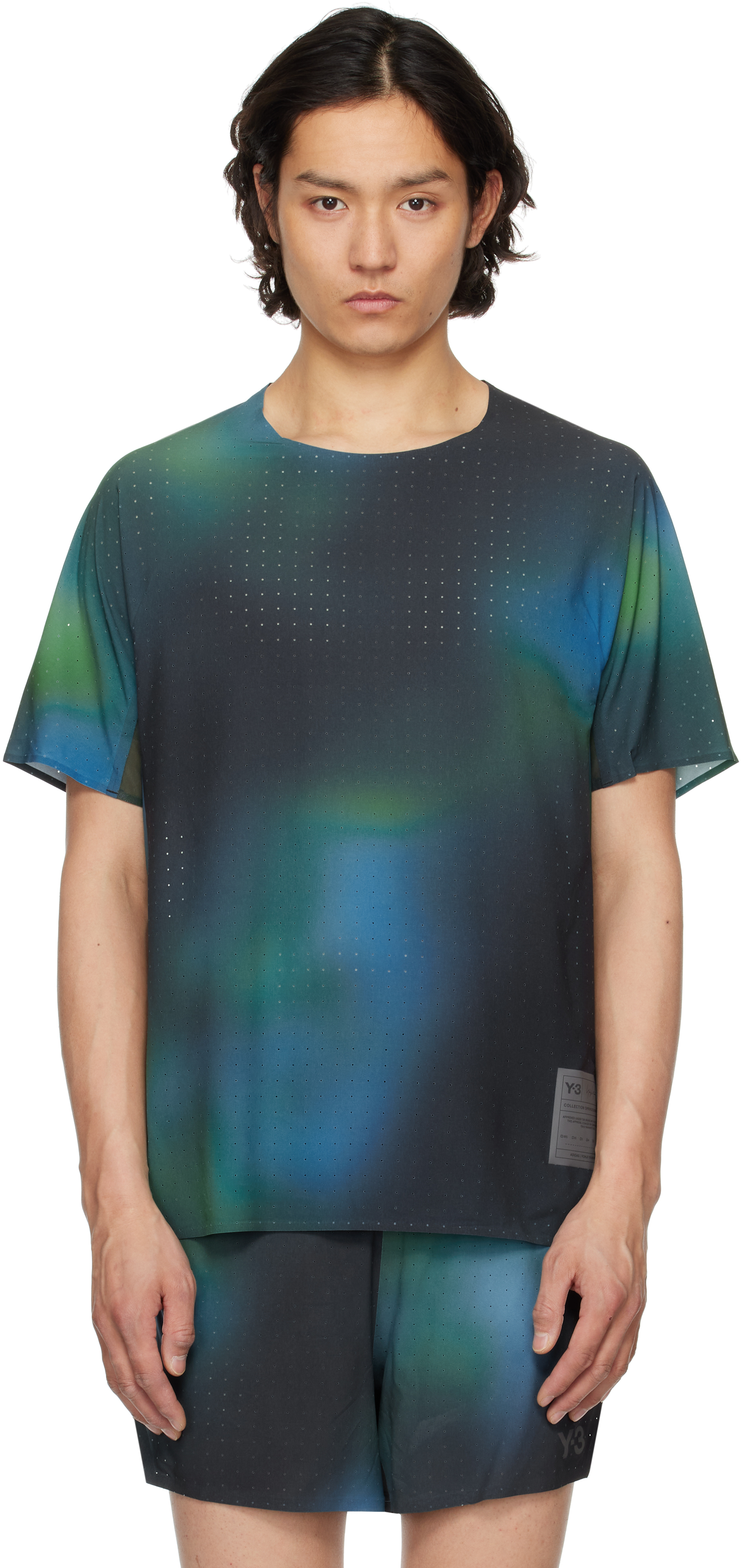 Green Allover Print Running Short Sleeve T-shirt