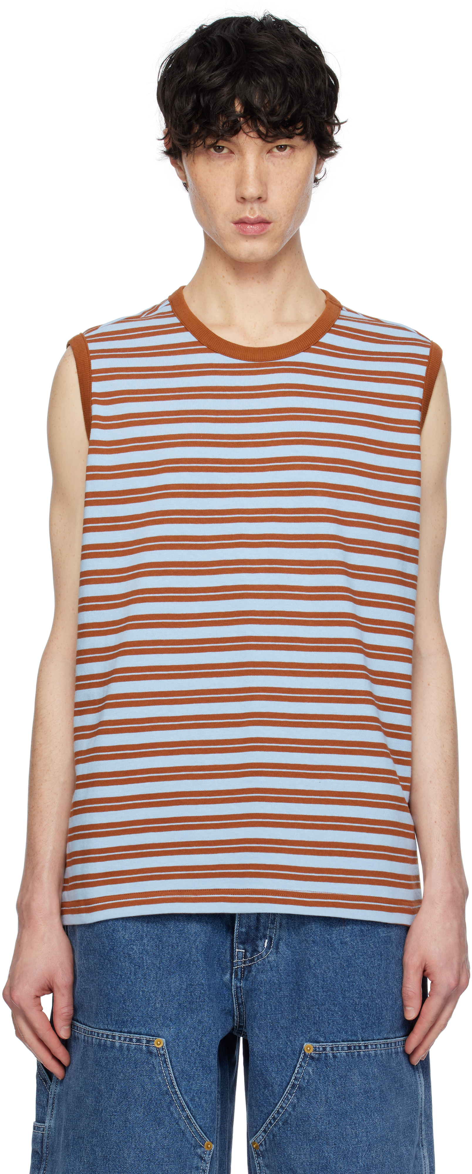 Brown & Blue Stripe Tank Top